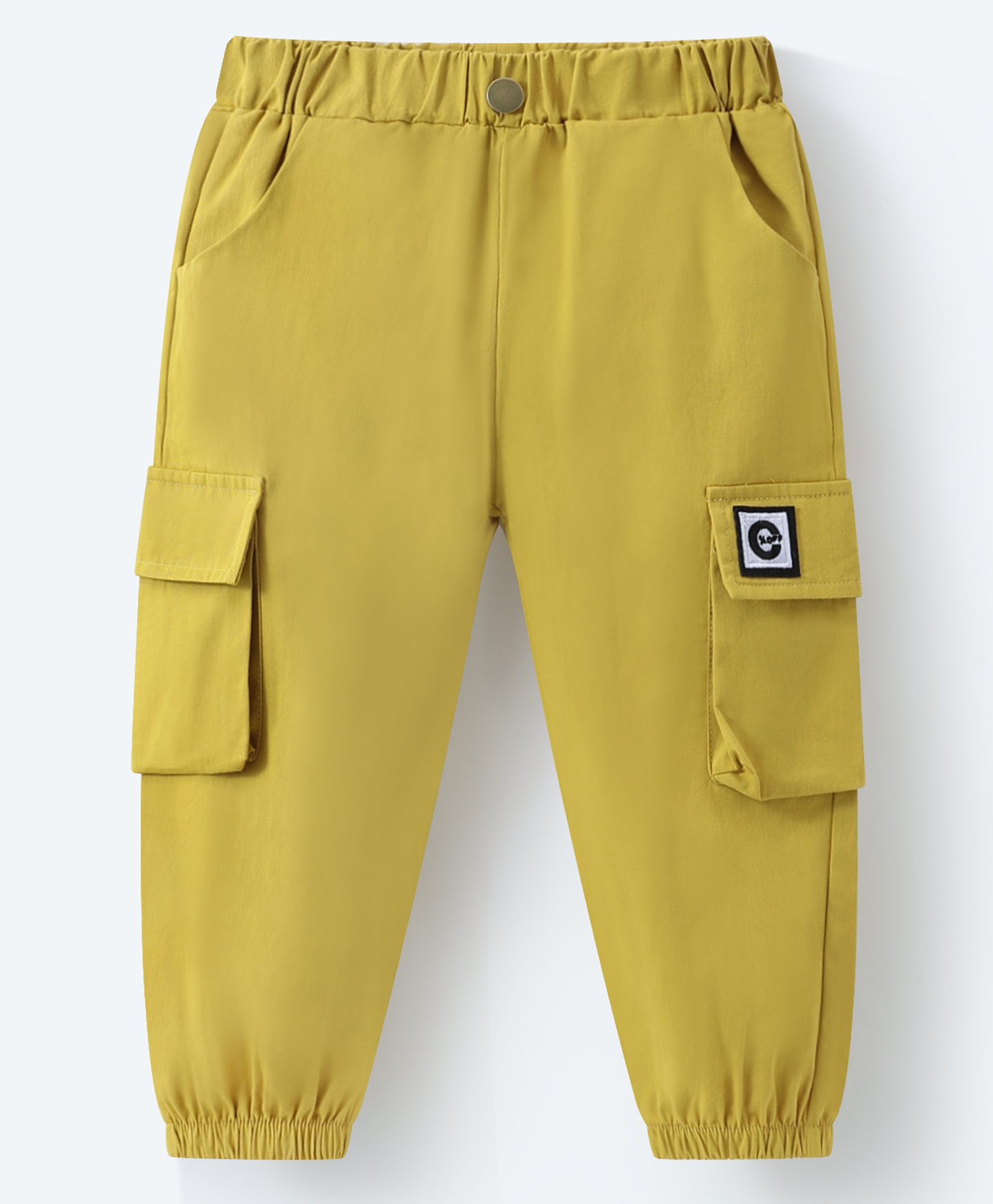Mark & Mia Cotton Full Length Trousers with Cargo Pockets & Patch Detailing - Yellow-picture-12
