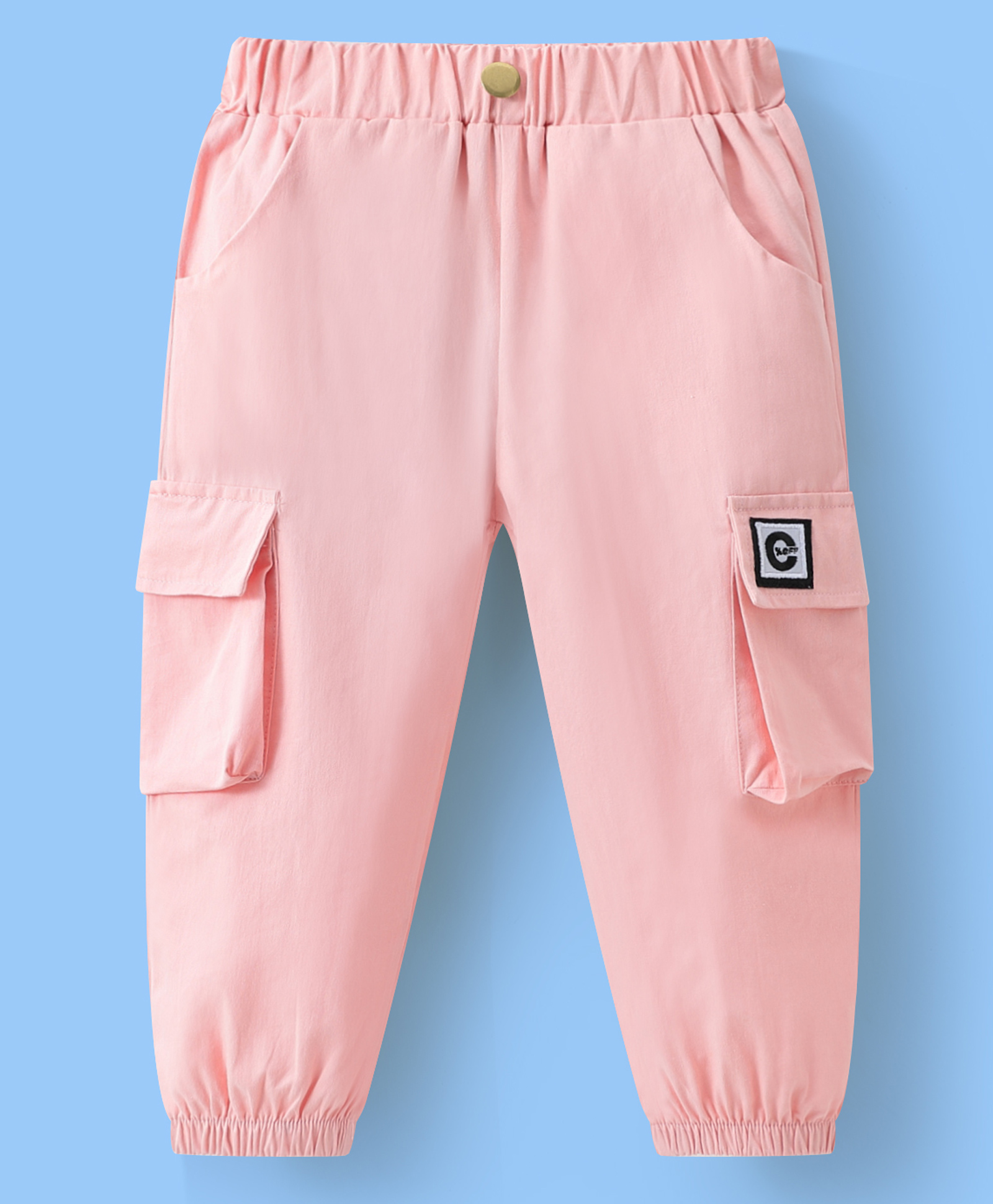 Mark & Mia Full Length Cotton Trouser With Cargo Pockets & Applique - Pink-picture-25