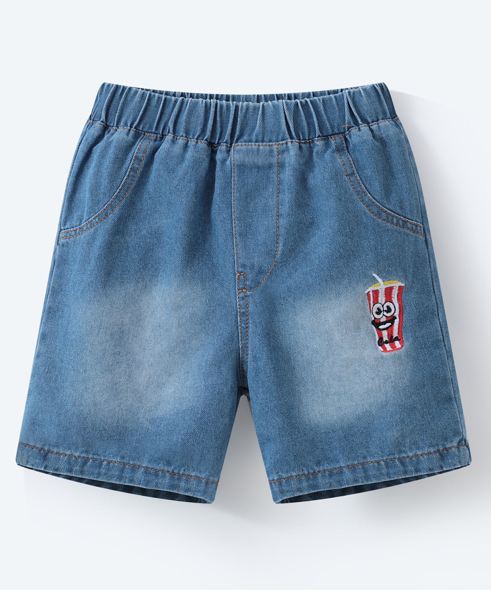Mark & Mia Washed Cotton Shorts With Popcorn Embroidery - Blue-picture-34