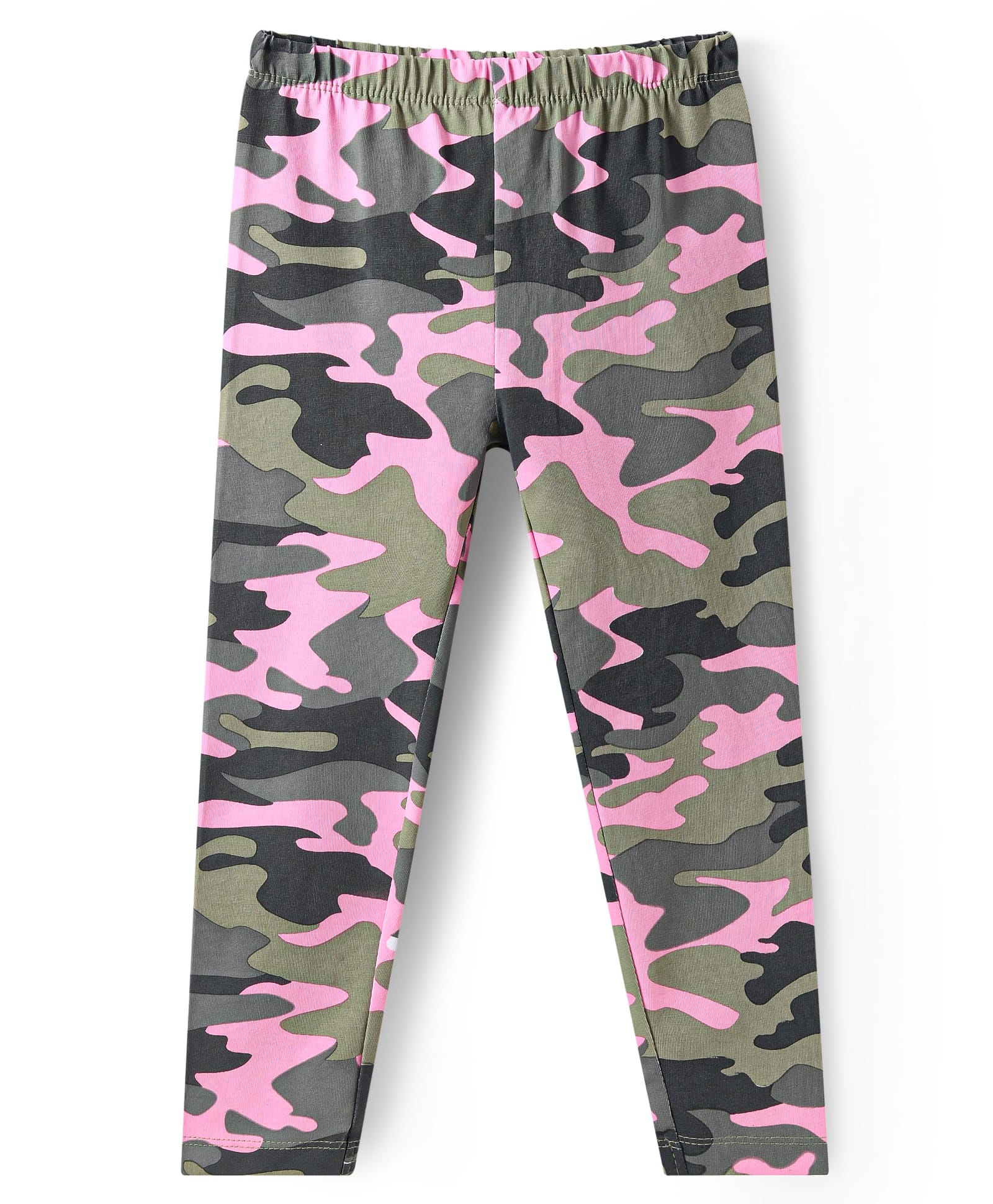 Babyhug Cotton Lycra Knit Full Length Leggings with Camouflage Design - Olive Green-image-47