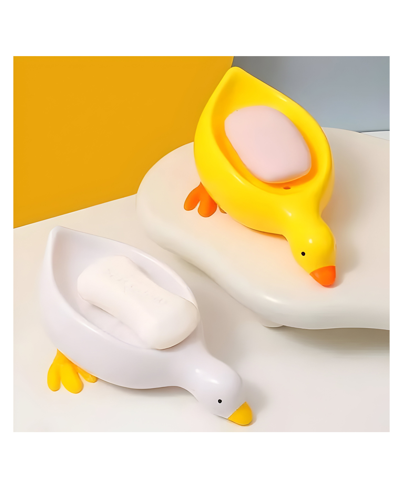 COZY VIBES Duck Shape Soap Dish Drainage Soap Tray, Portable Household Shower Container, Soap Box, Restroom, Bathroom Product-PACK OF 1-COLOR MAY VARY-picture-17