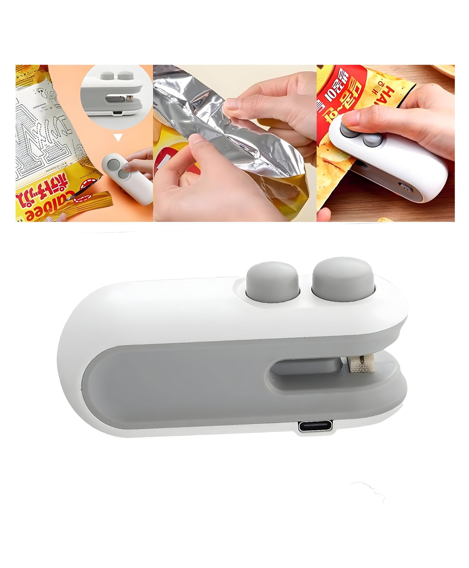 COZY VIBES 2 in 1 USB Rechargeable Magnetic Heat Sealing & Cutting Machine For Plastic Packing Bag Sealer Mini For Food, Snack, Chips, Plastic Bags Portable Cover Sealing Machine-PACK OF 1-COLOR MAY VARY