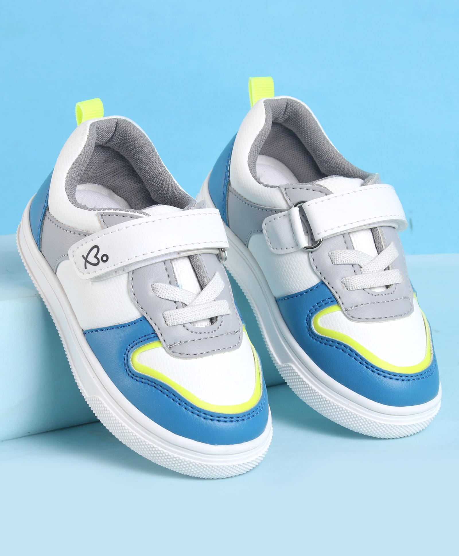 Babyoye Velcro Closure Casual Shoes- White & Blue