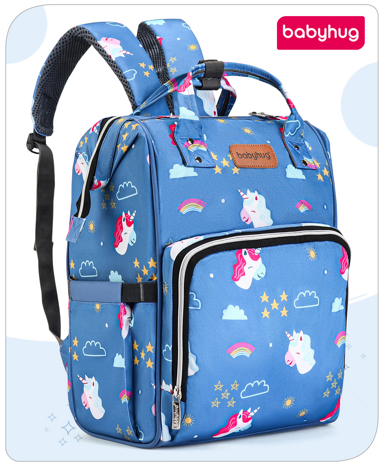 Babyhug Diaper Backpack Unicorn Print - Blue-image-33