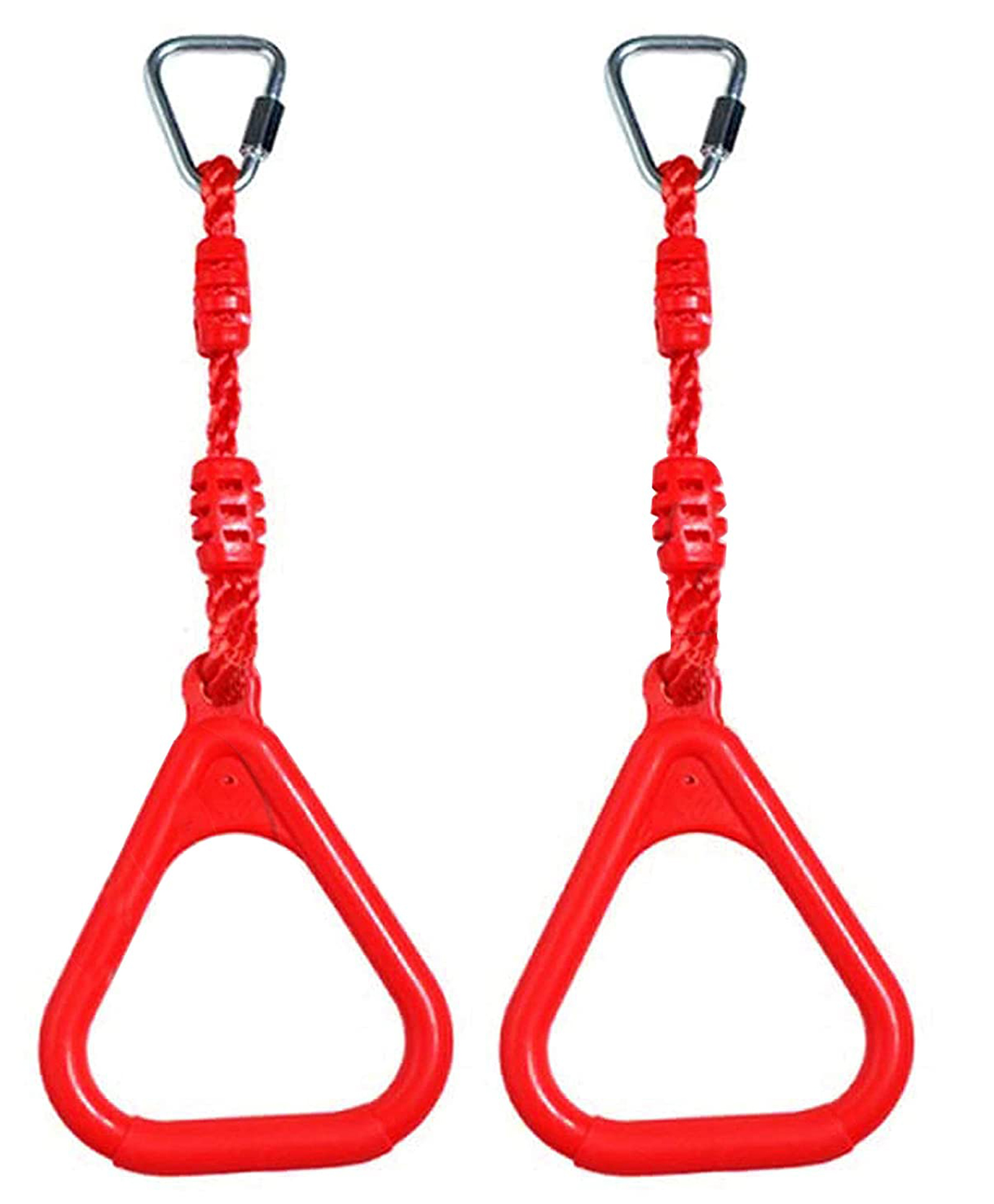 REZNOR 2 Heavy Duty Triangle Rings Set with Locking Delta Quick Links for Indoor Outdoor Jungle Gym Playground Play Set, Red-image-11