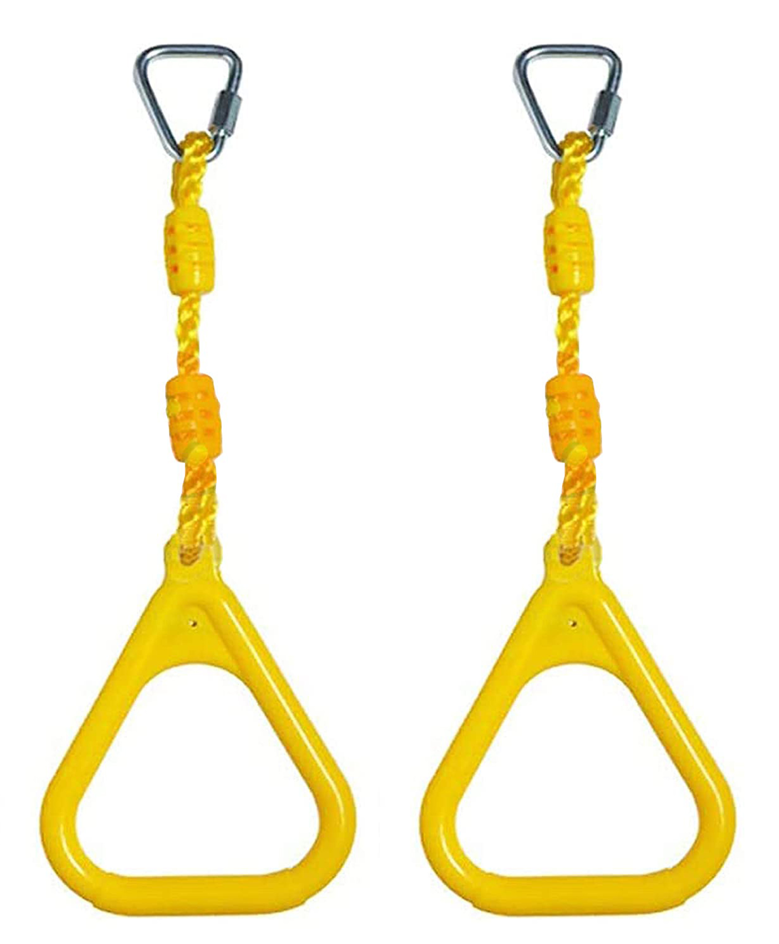 REZNOR 2 Heavy Duty Triangle Rings Set with Locking Delta Quick Links for Indoor Outdoor Jungle Gym Playground Play Set, Yellow-picture-25