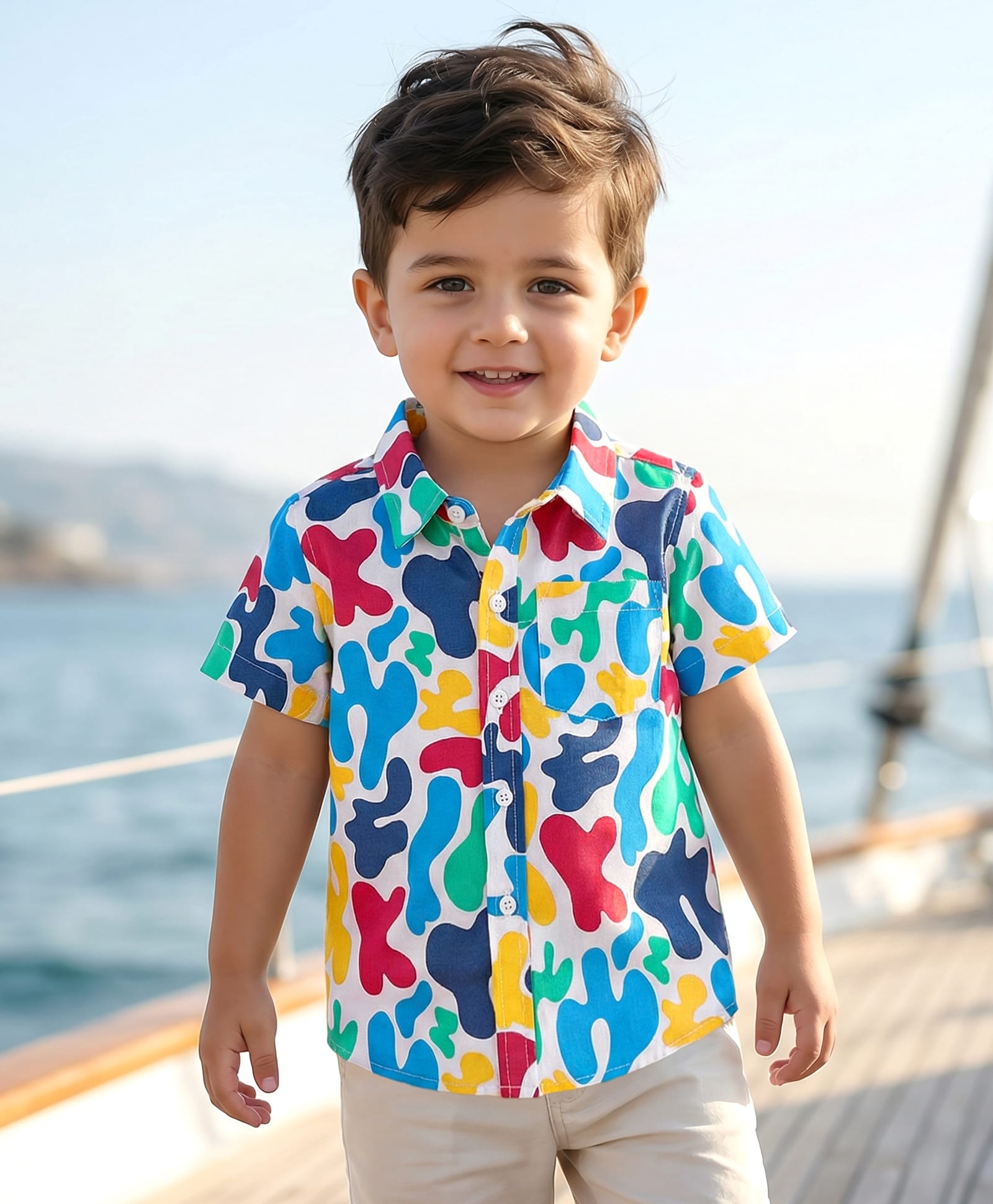 Babyhug Cotton Woven Half Sleeves Shirt With Abstract Print - Multicolour-image-26