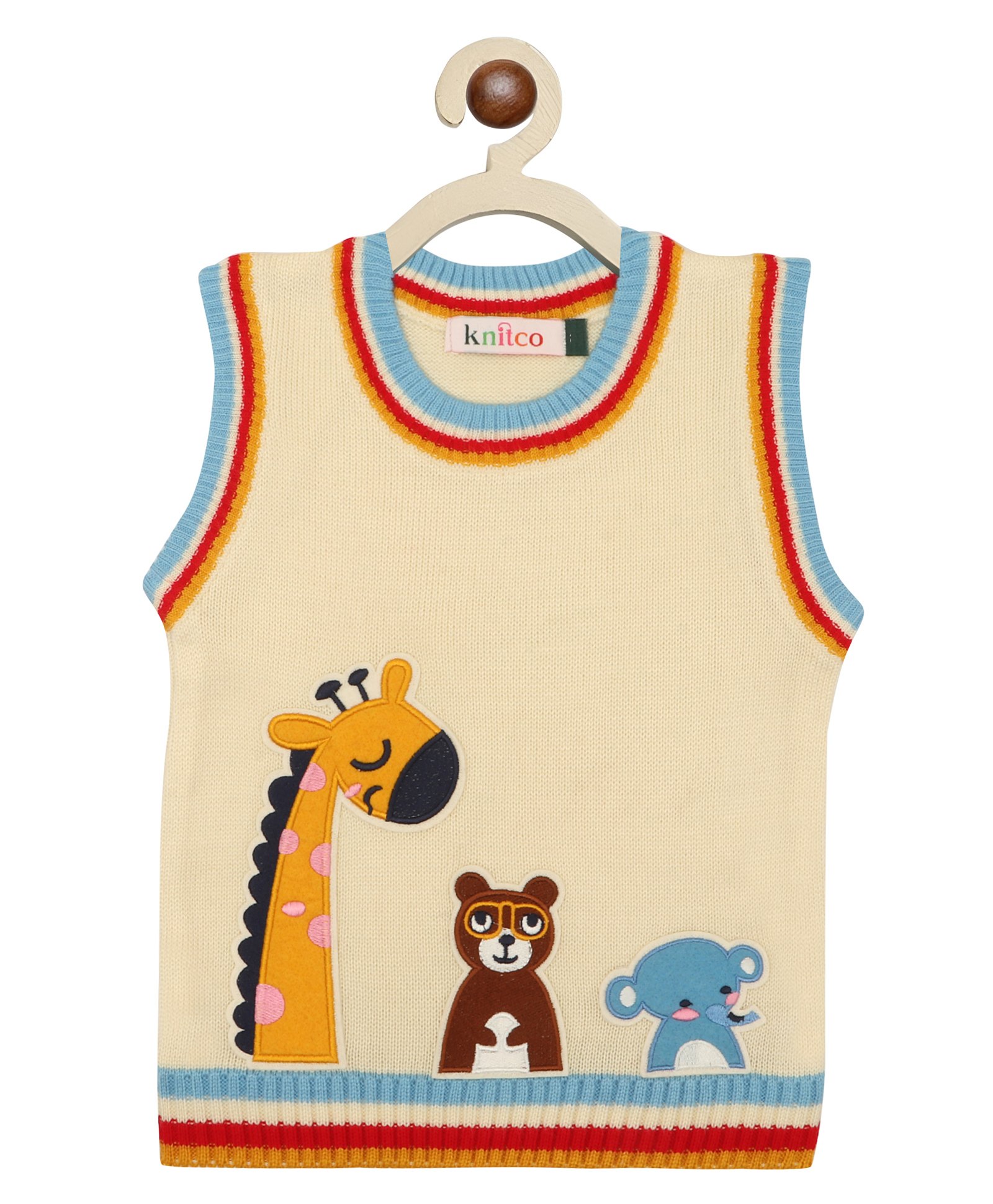 KNITCO Sleeveless Animal Patch Detailed Sweater Vest - Off White