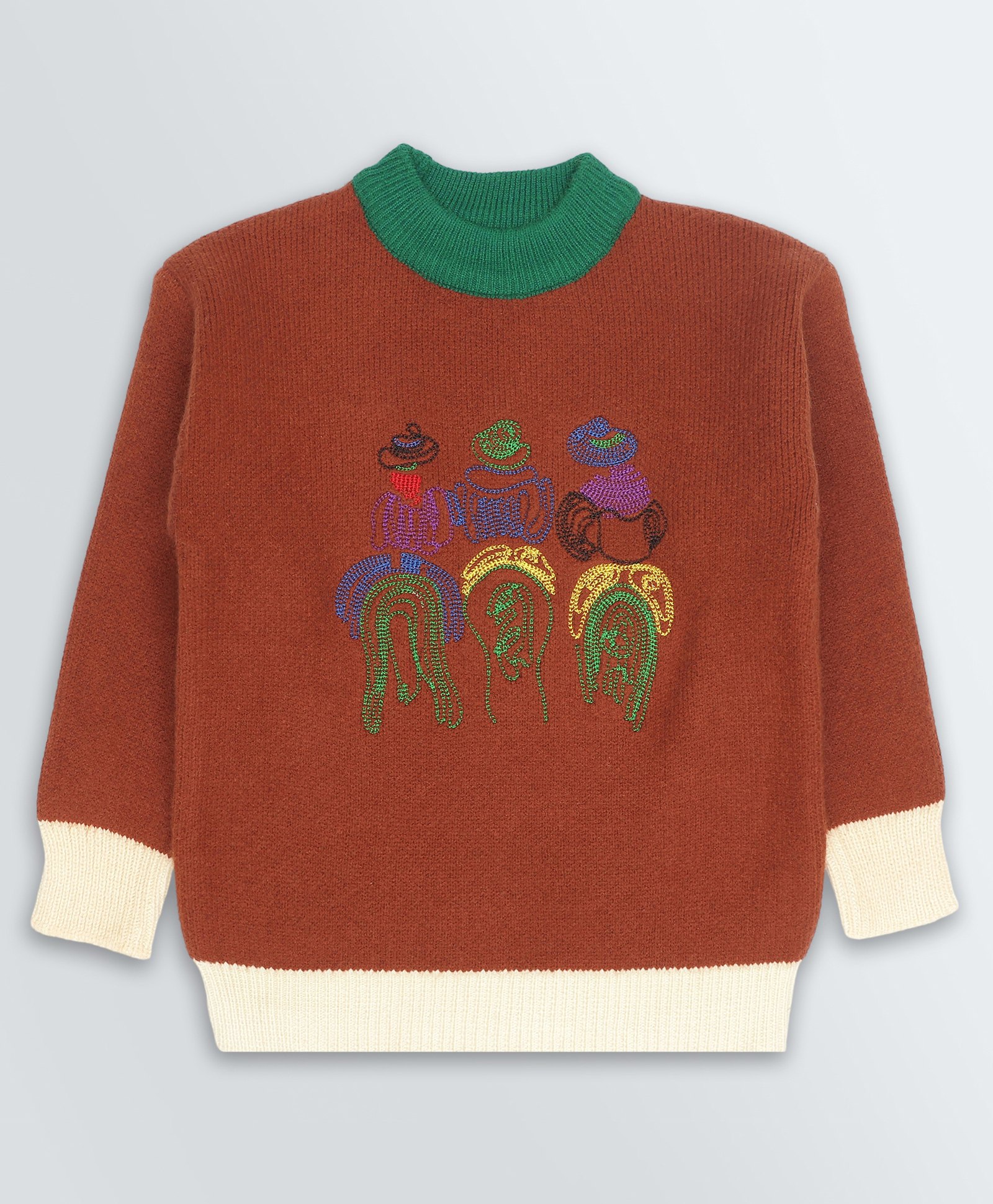 KNITCO Full Sleeves Cowboys Embroidered Loose Fit Sweater - Maroon-picture-22