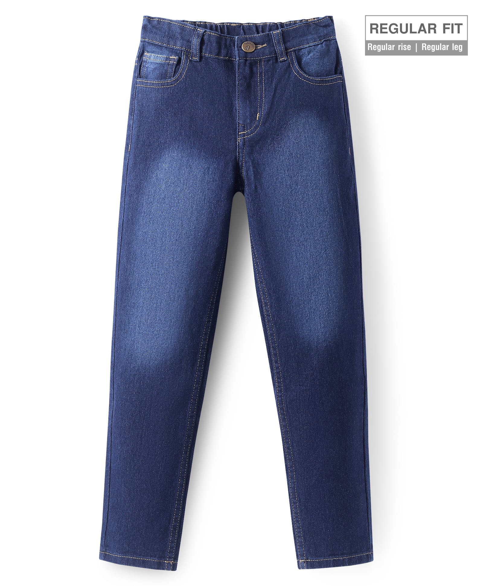 Pine Kids Woven Full Length Solid Washed Denim Jeans - Navy Blue-picture-28