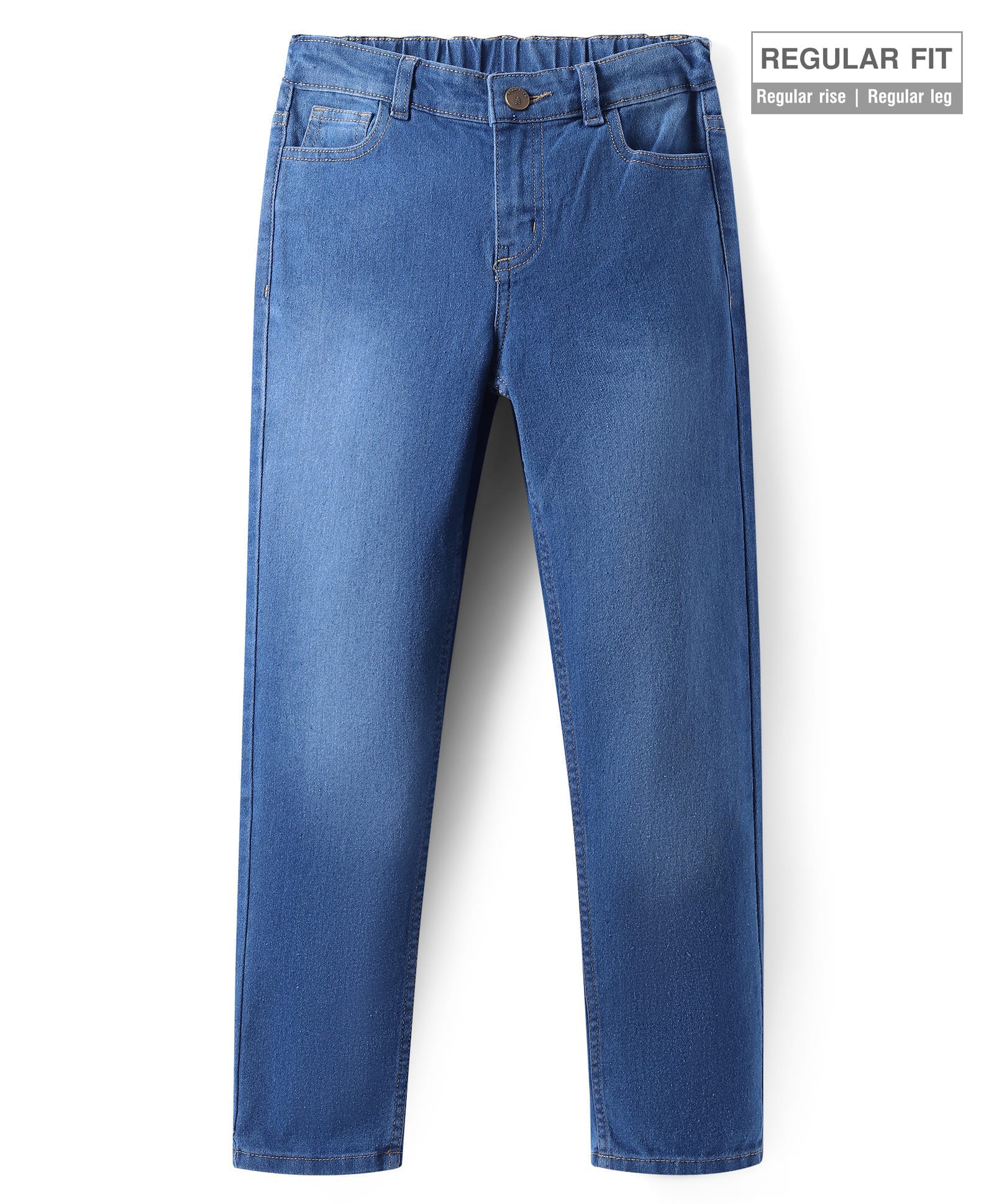 Pine Kids Woven Full Length Solid Washed Denim Jeans - Blue-image-36