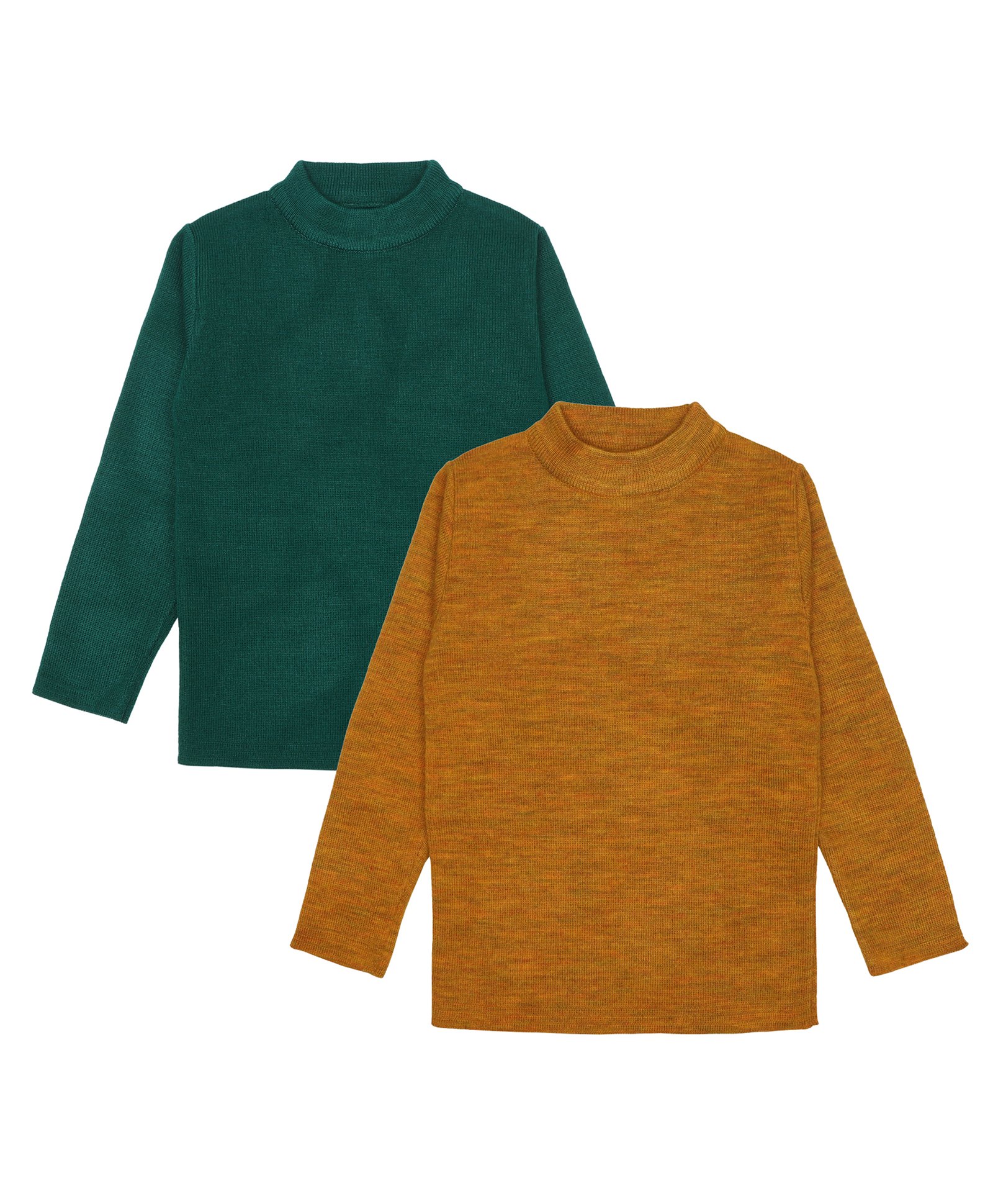 Elefantino Pack Of 2 Full Sleeves Solid Sweater - Green & Mustard-picture-19