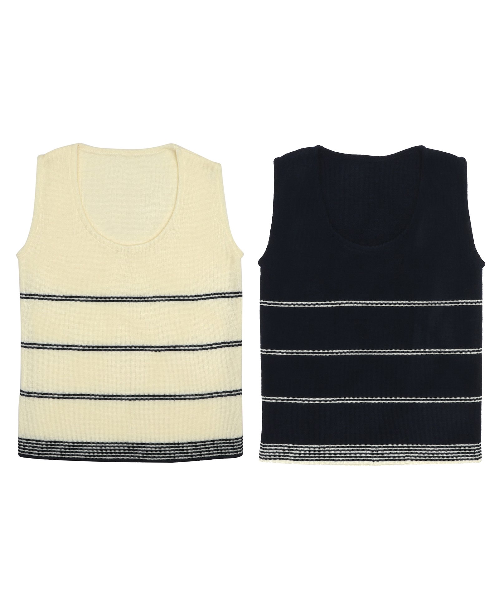 Elefantino Pack Of 2 Sleeveless Striped Sweater Vests - Mustard & Black-image-44