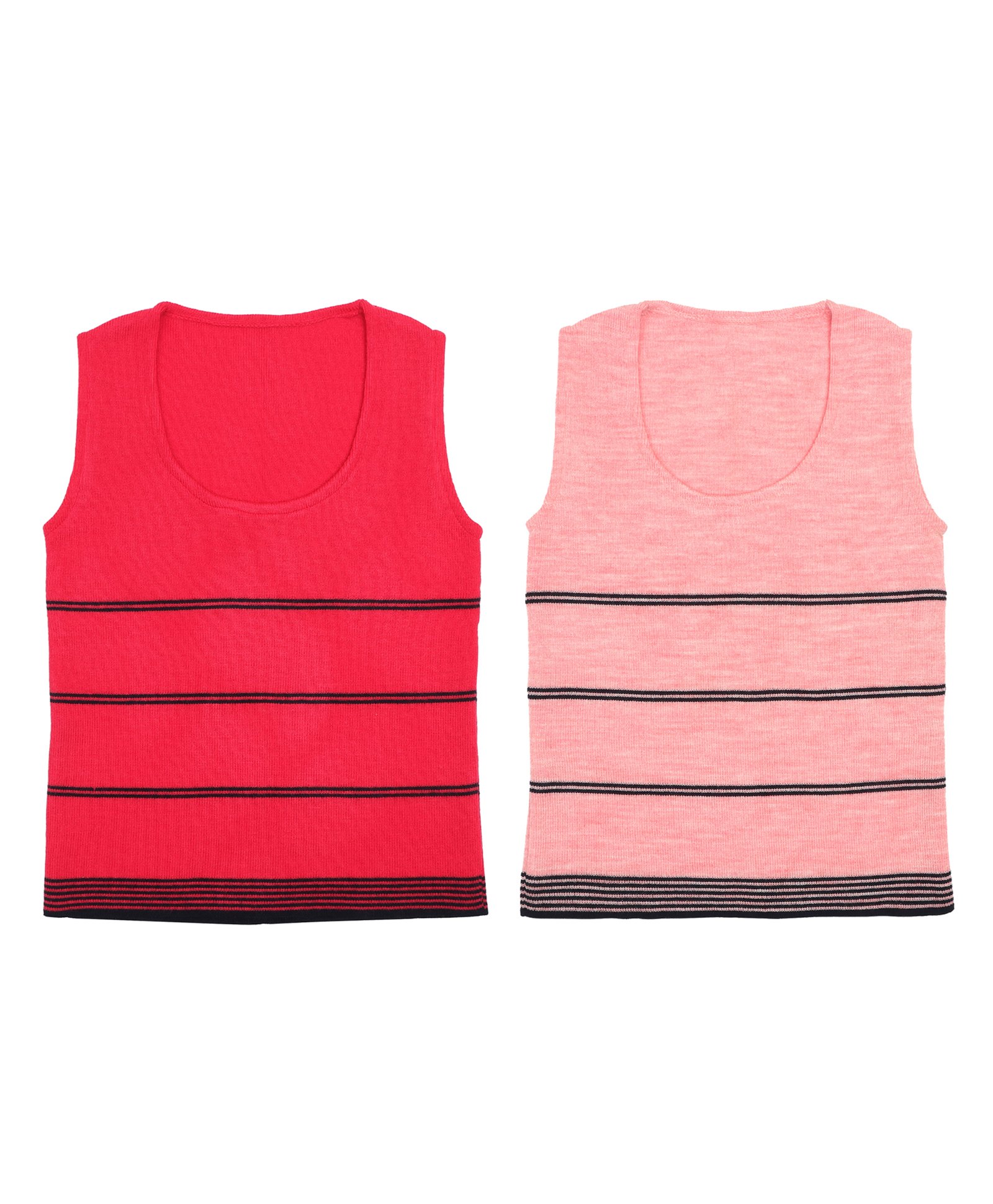 Elefantino Pack Of 2 Sleeveless Striped Sweater Vests - Pink & Red-picture-18
