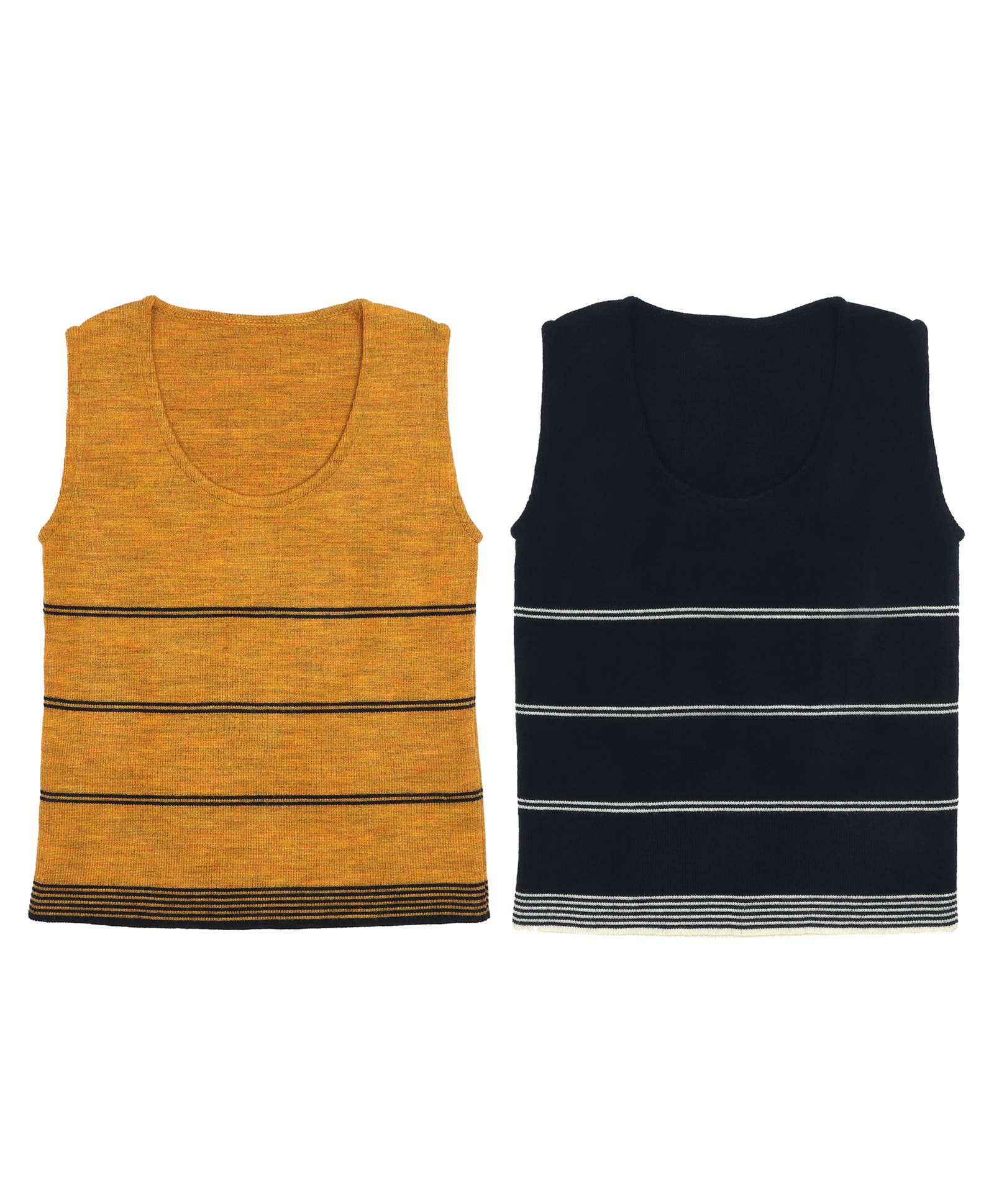 Elefantino Pack Of 2 Sleeveless Striped Sweater Vests - Mustard & Black-picture-17