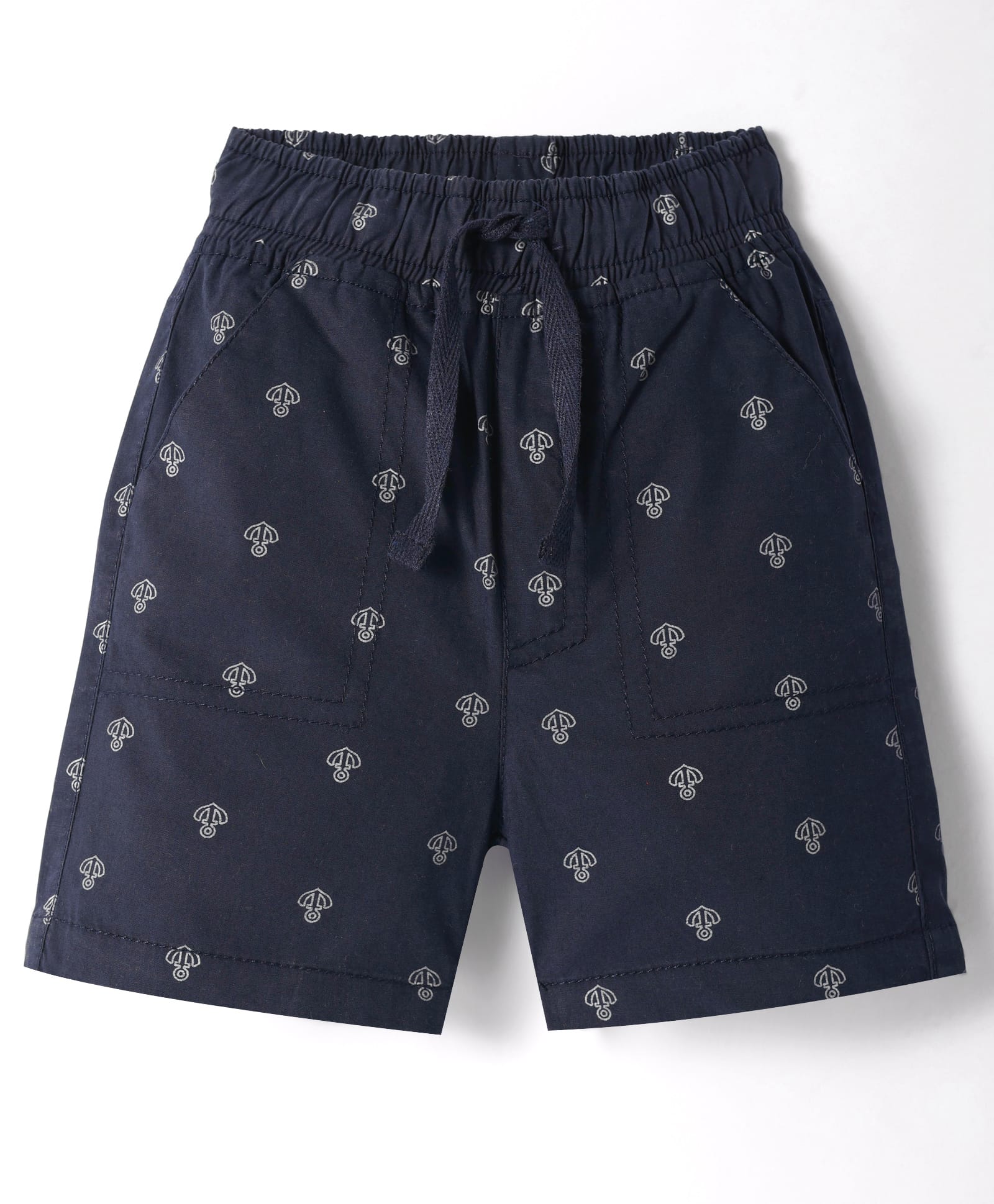 CUCUMBER Cotton Woven Above Knee Length Shorts withAnchor Prints - Navy Blue-picture-16