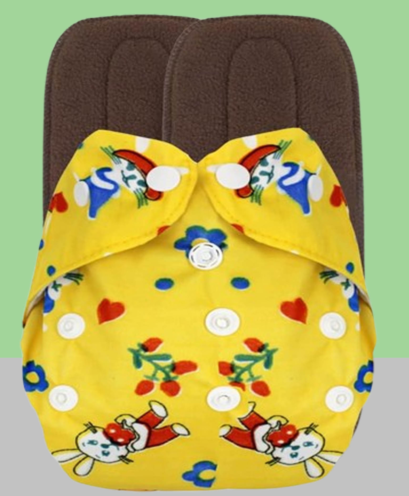 The Cheeky Kidzz Baby Printed Reusable Cloth Diaper Adjustable Diaper Nappies & 2 Bamboo Charcoal Microfiber Inserts(YELLOW)-image-32