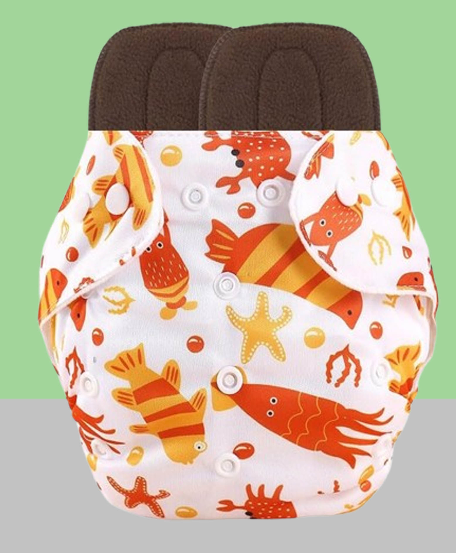 The Cheeky Kidzz Baby Printed Reusable Cloth Diaper Adjustable Diaper Nappies & 2 Bamboo Charcoal Microfiber Inserts(SEA)-image-20