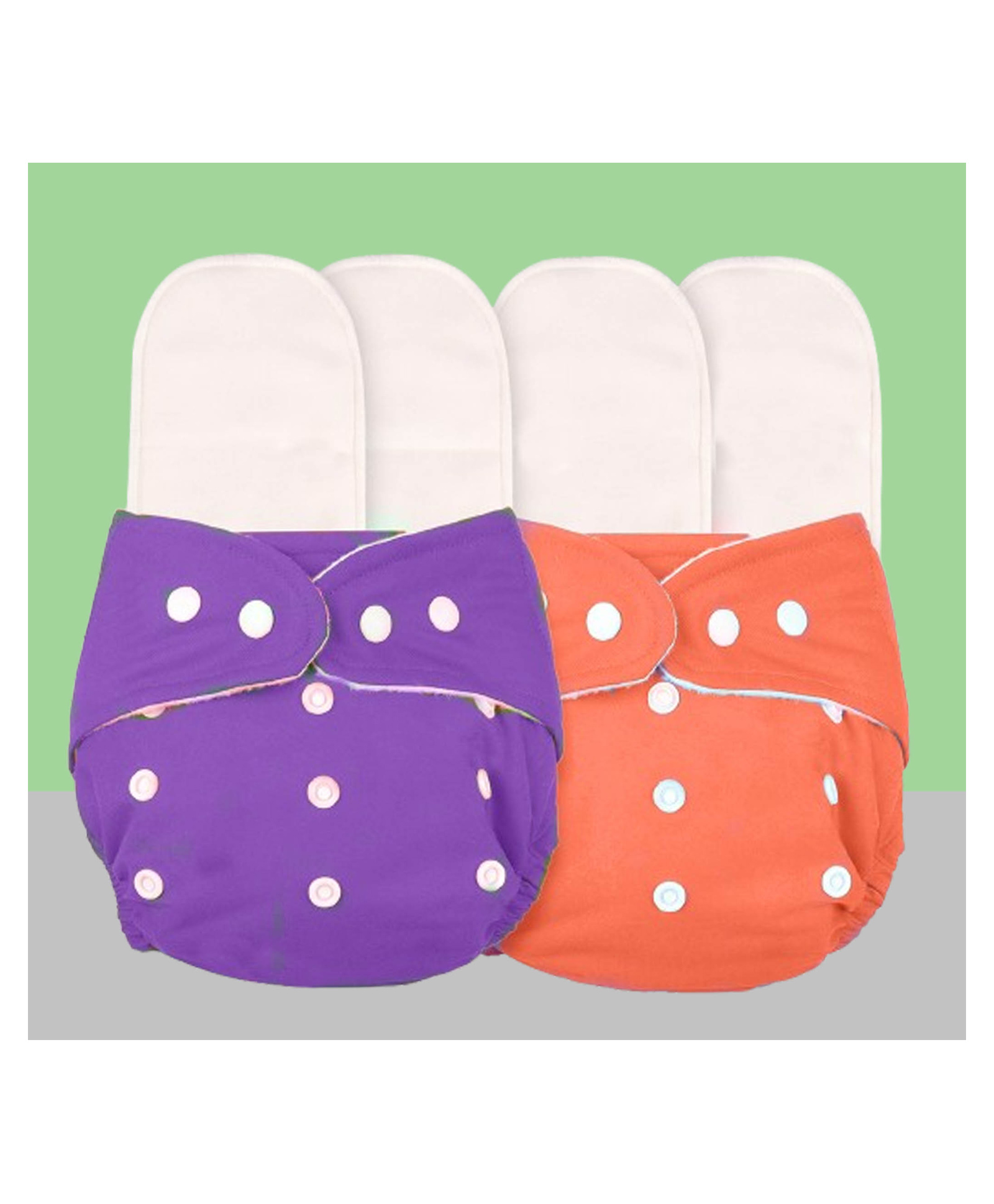 The Cheeky Kidzz Baby 2 Reusable Cloth Diaper Adjustable Diaper Nappies & 4 Bamboo Microfiber Inserts For (PUO)-image-18