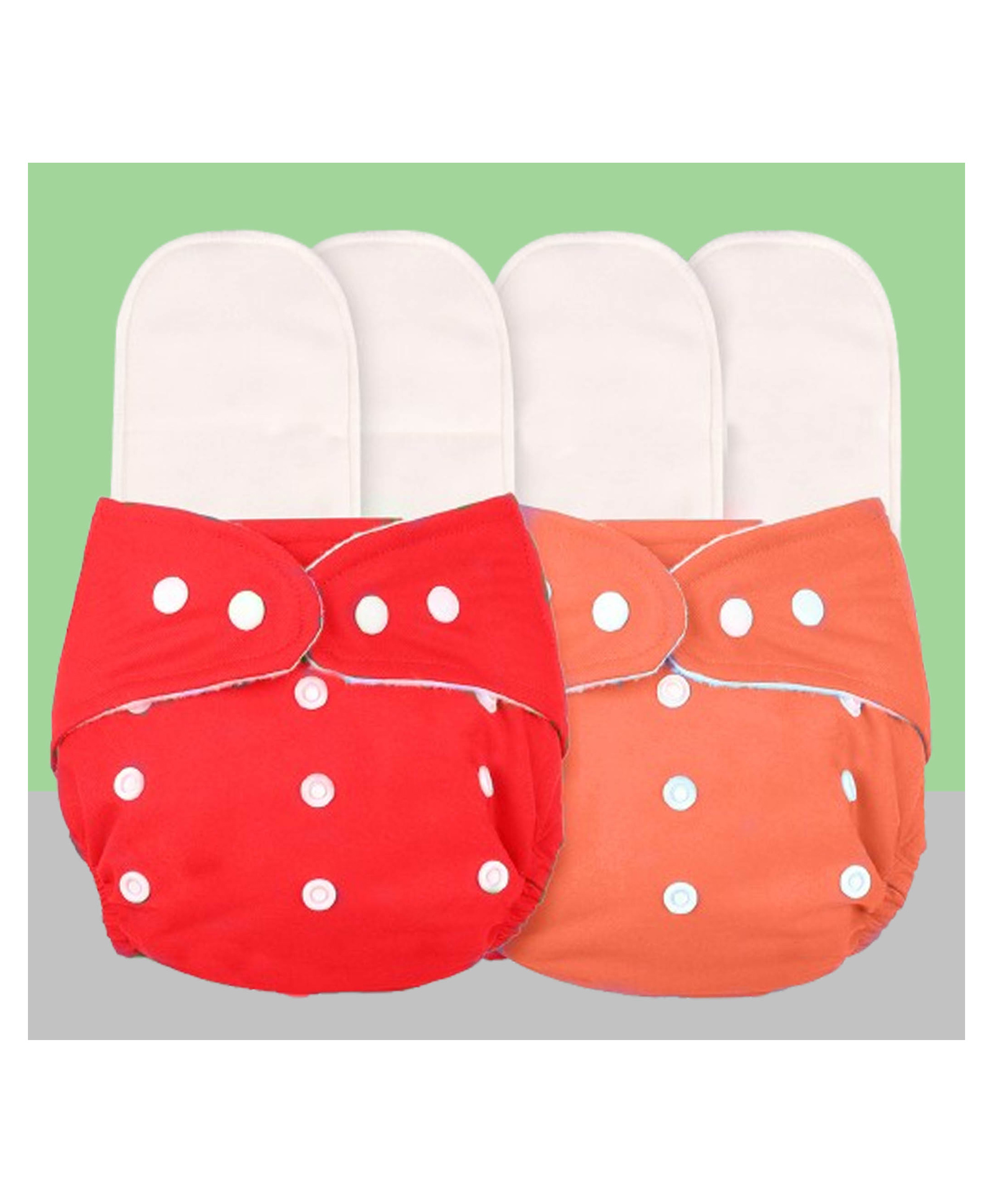 The Cheeky Kidzz Baby 2 Reusable Cloth Diaper Adjustable Diaper Nappies & 4 Bamboo Microfiber Inserts For (RO)-image-16