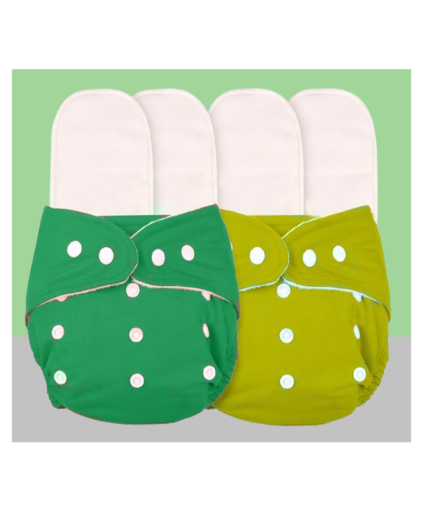 The Cheeky Kidzz Baby 2 Reusable Cloth Diaper Adjustable Diaper Nappies & 4 Bamboo Microfiber Inserts For (GRYL)-image-15