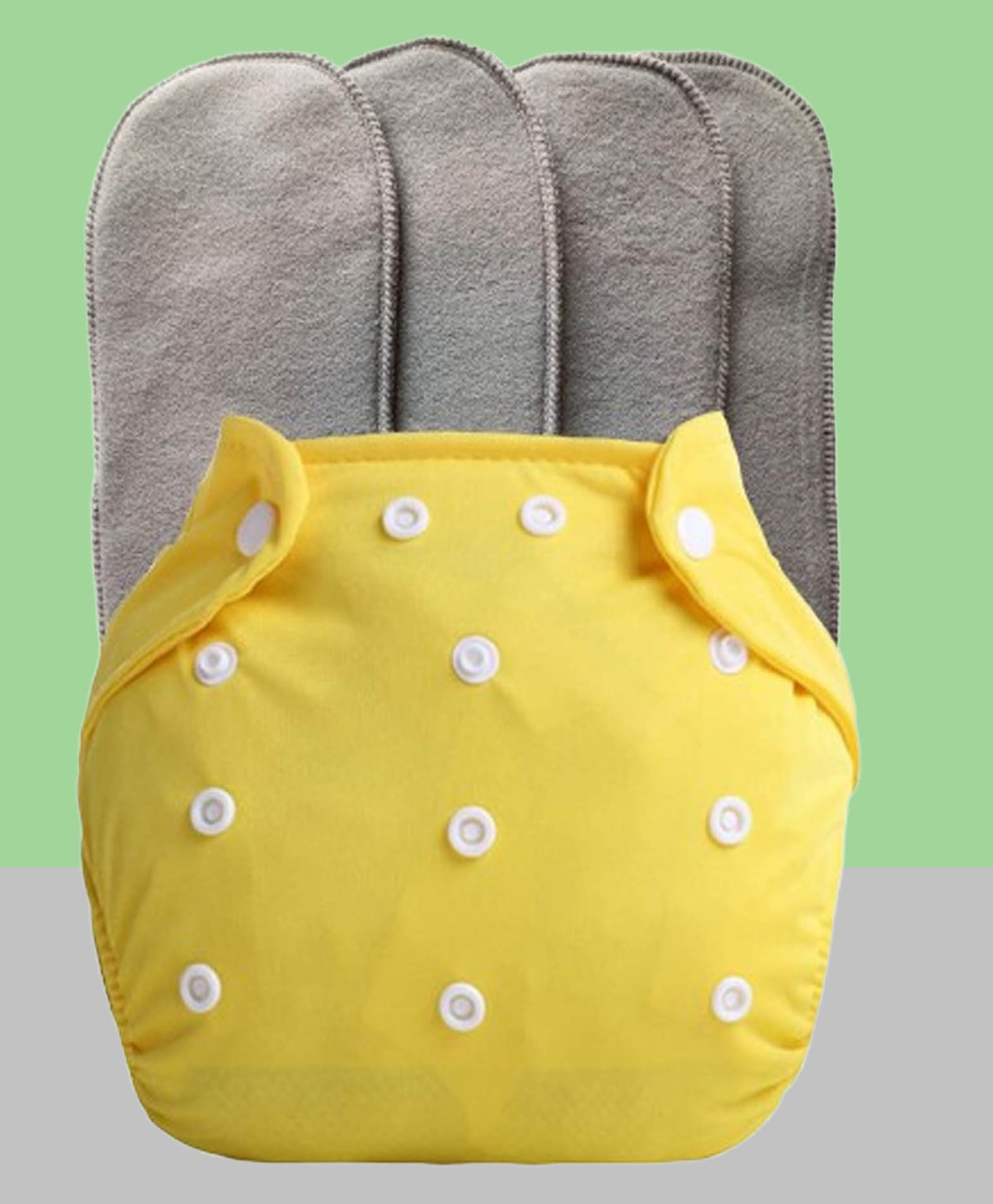 The Cheeky Kidzz Baby Reusable Cloth Diaper Adjustable Diaper Nappies & Bamboo Microfiber Inserts (Yellow)-image-22