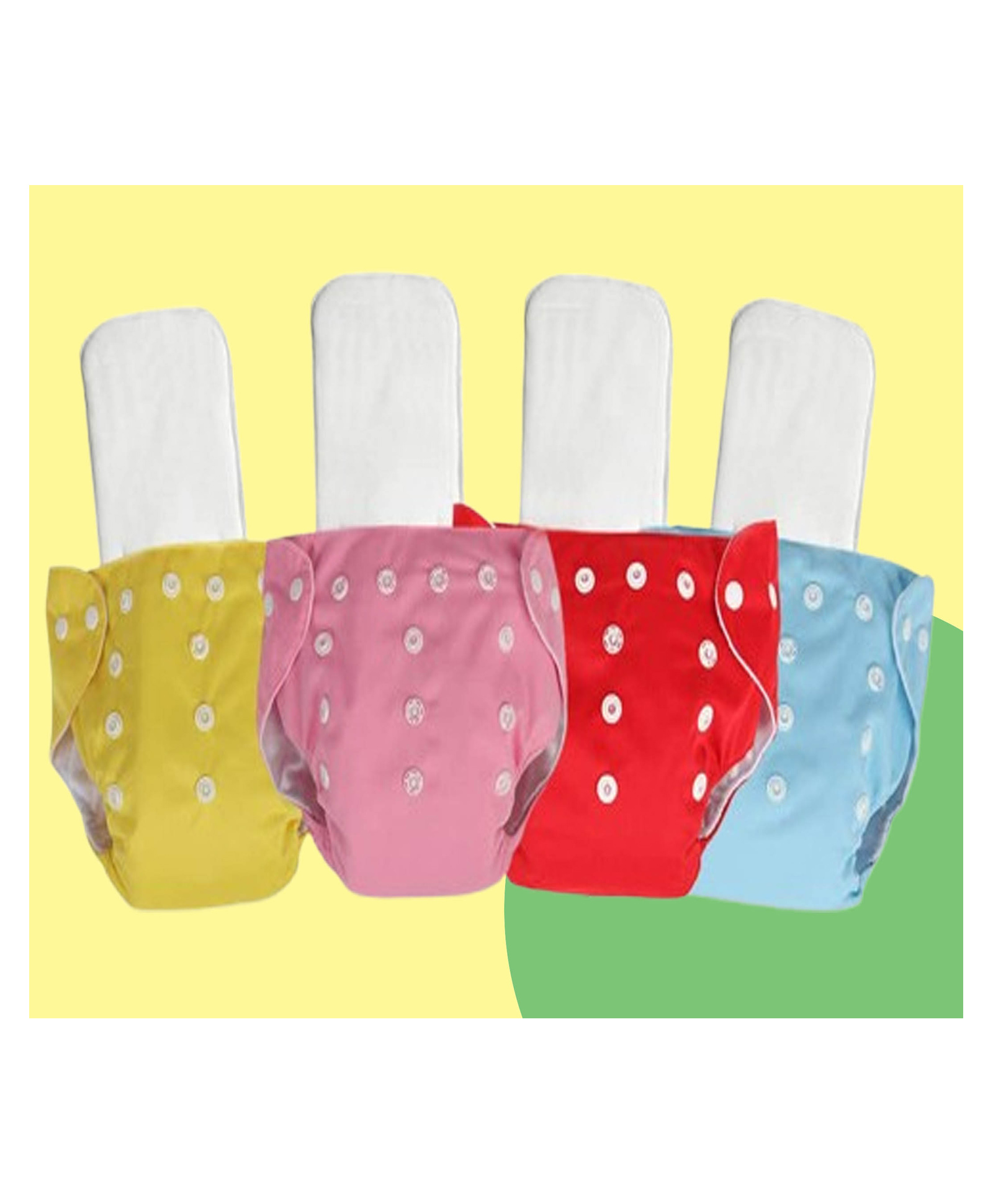The Cheeky Kidzz Baby 4 Reusable Cloth Diaper Adjustable Diaper Nappies With 4 Bamboo Microfiber Insert Pads (Multi-color)-image-24