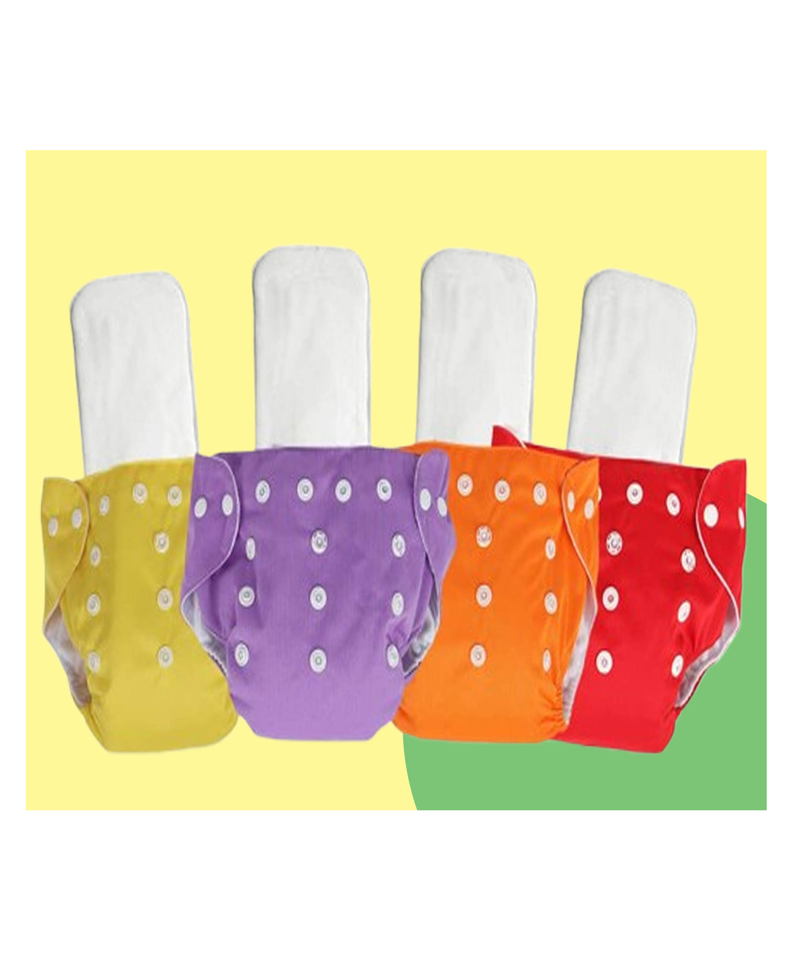 The Cheeky Kidzz Baby 4 Reusable Cloth Diaper Adjustable Diaper Nappies With 4 Bamboo Microfiber Insert Pads(Multi-color)-image-23