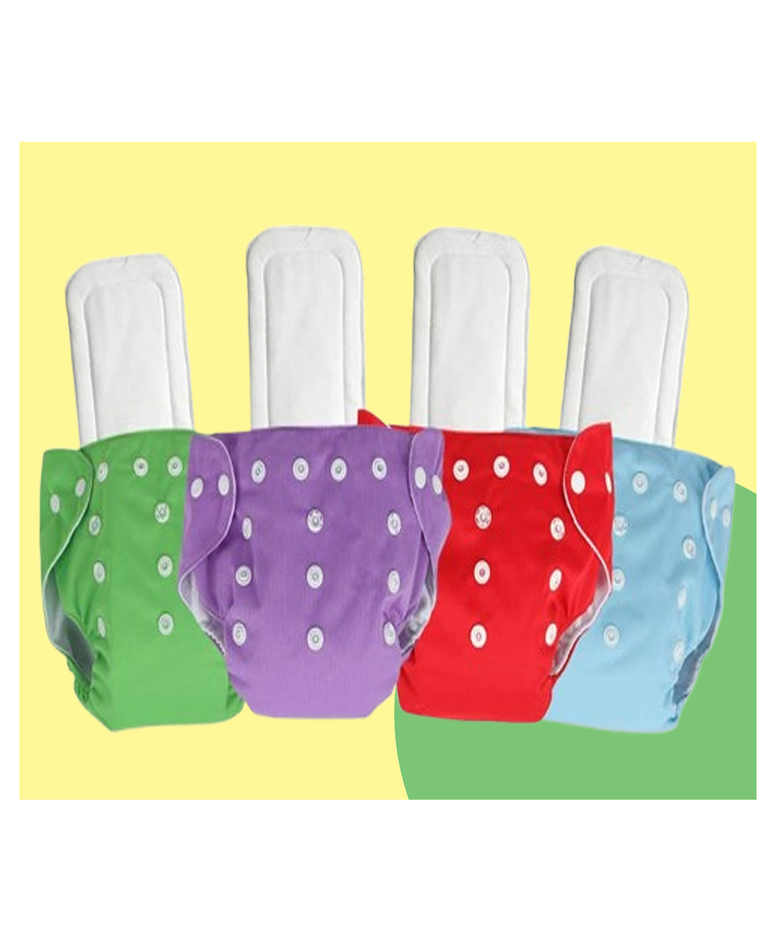 The Cheeky Kidzz Baby 4 Reusable Cloth Diaper Adjustable Diaper Nappies With 4 Bamboo Microfiber Insert Pads(MULTI)-image-6