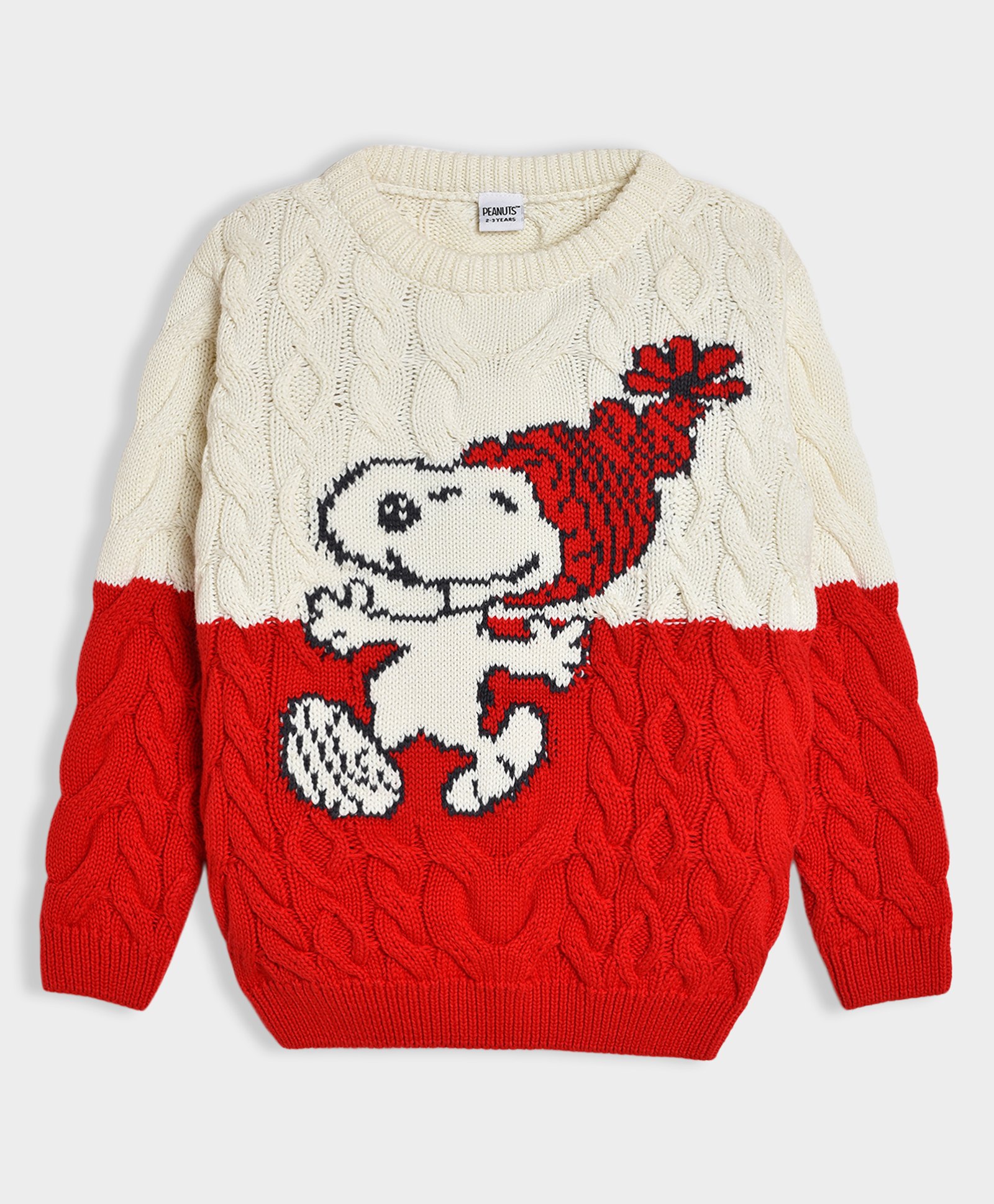 Mi Arcus 100% Cotton Peanuts Featuring Full Sleeves Snoopy Printed Sweater - Red & White-image-10