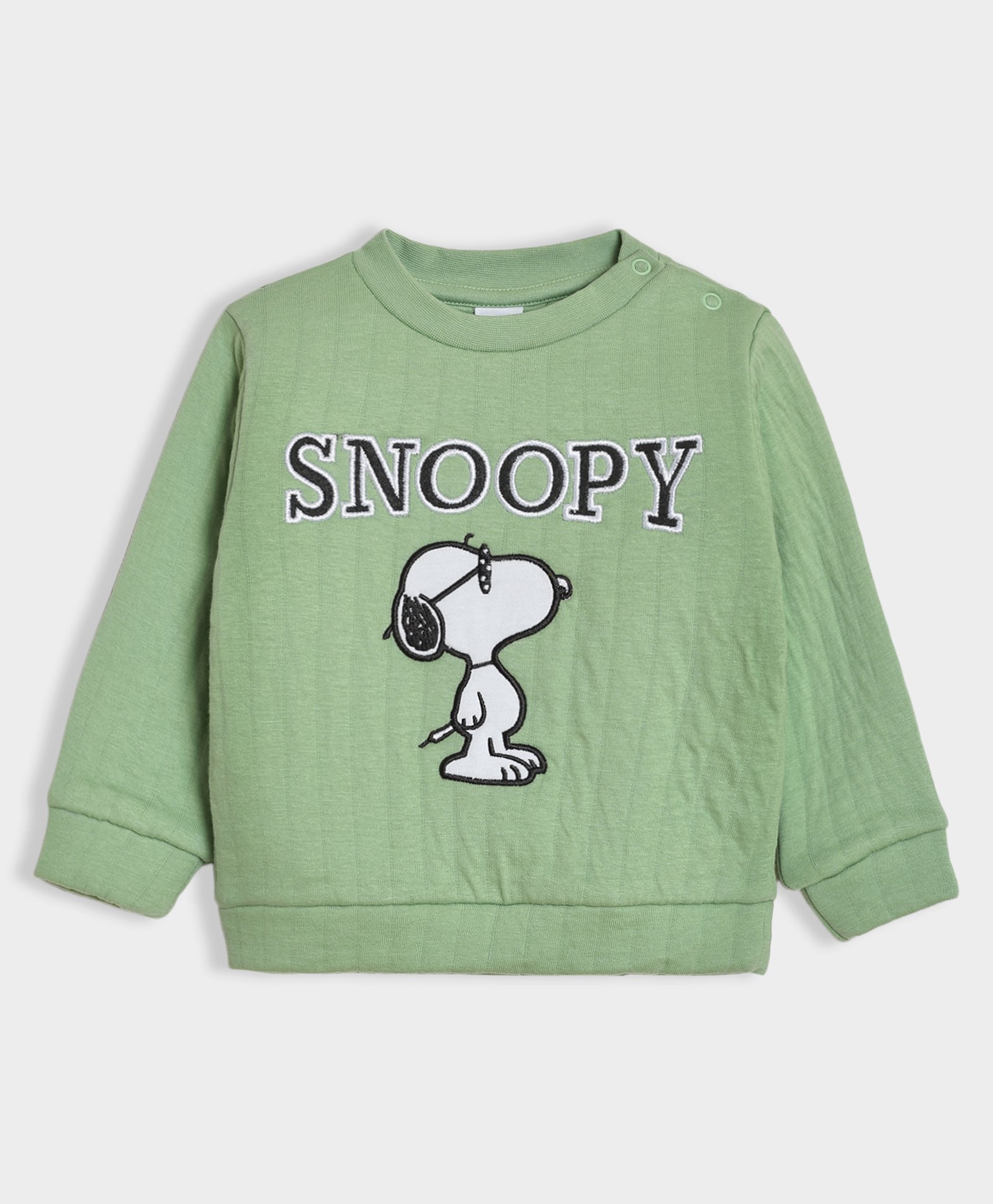Mi Arcus Peanuts Featuring Full Sleeves Snoopy Patch Work Embroidered Sweatshirt - Green-image-9