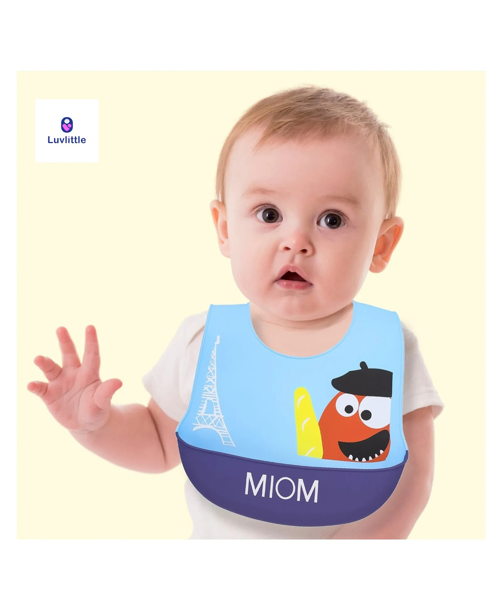 LuvLittle Silicone Waterproof Feeding Bib With Adjustable Strap -SkyBlue (Print May Vary)-image-31