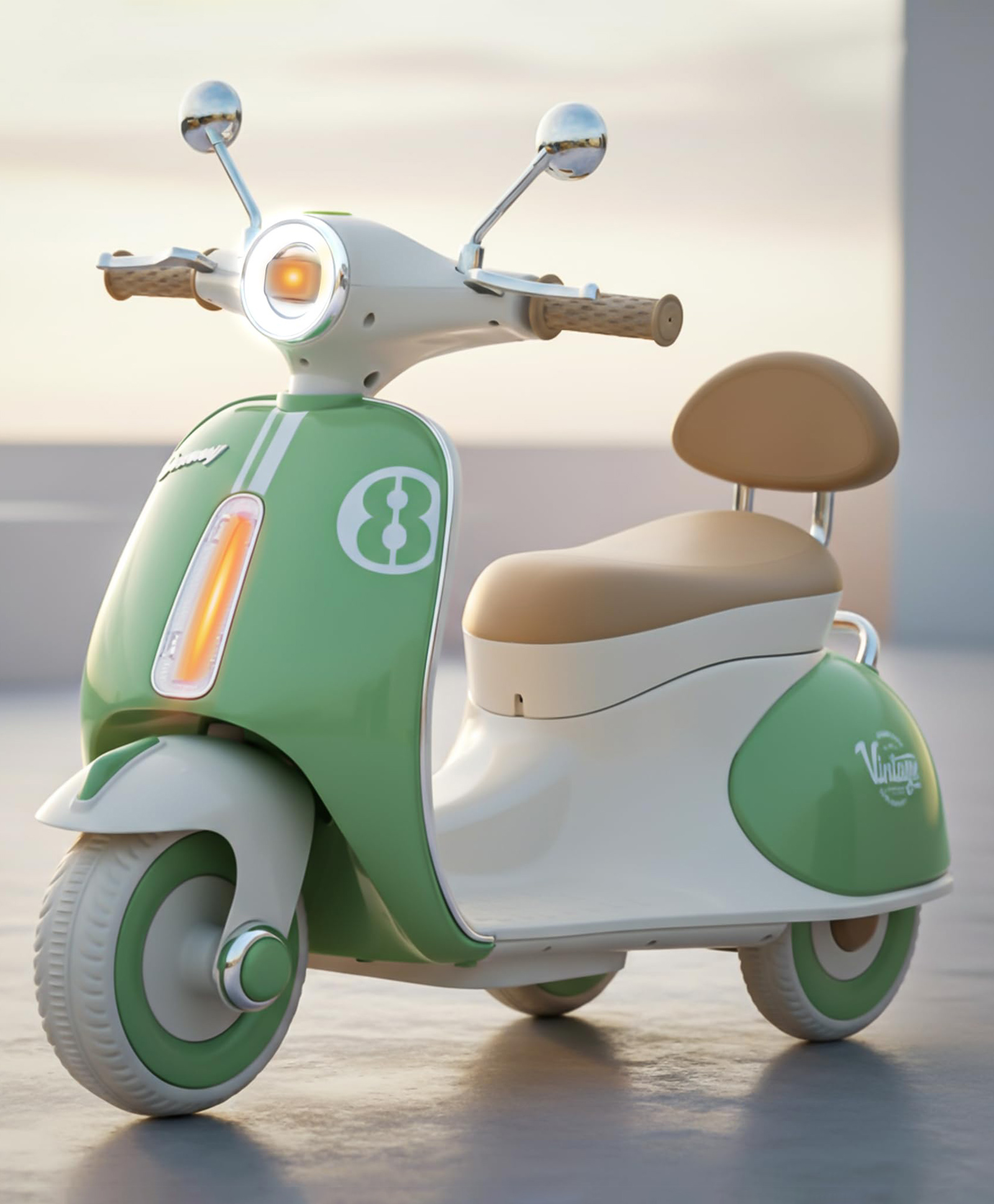 Baybee Vintage Battery Operated Bike for Kids, Ride on Toys Kids Bike Scooty with Light & Music | Baby Rechargeable Battery Bike | Electric Bike for Kids (Green)-image-41