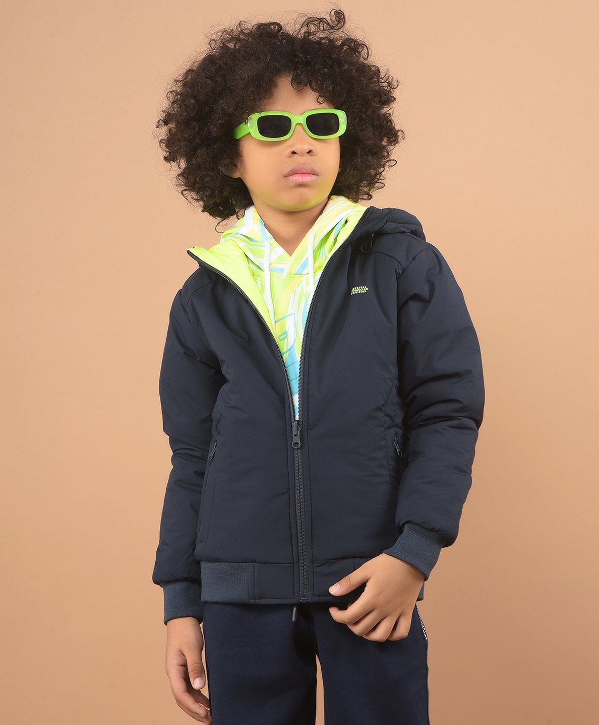 CRIMSOUNE CLUB Full Sleeves Solid Hooded Reversible Jacket - Navy Blue-picture-32