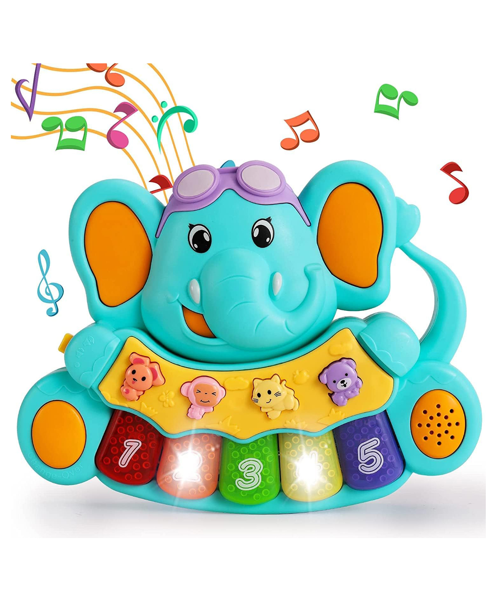 Azhari Musical Animal Elephant Piano Keyboard with Game Mode, Early Learning Interactive Toy for kids Color May Vary-image-18