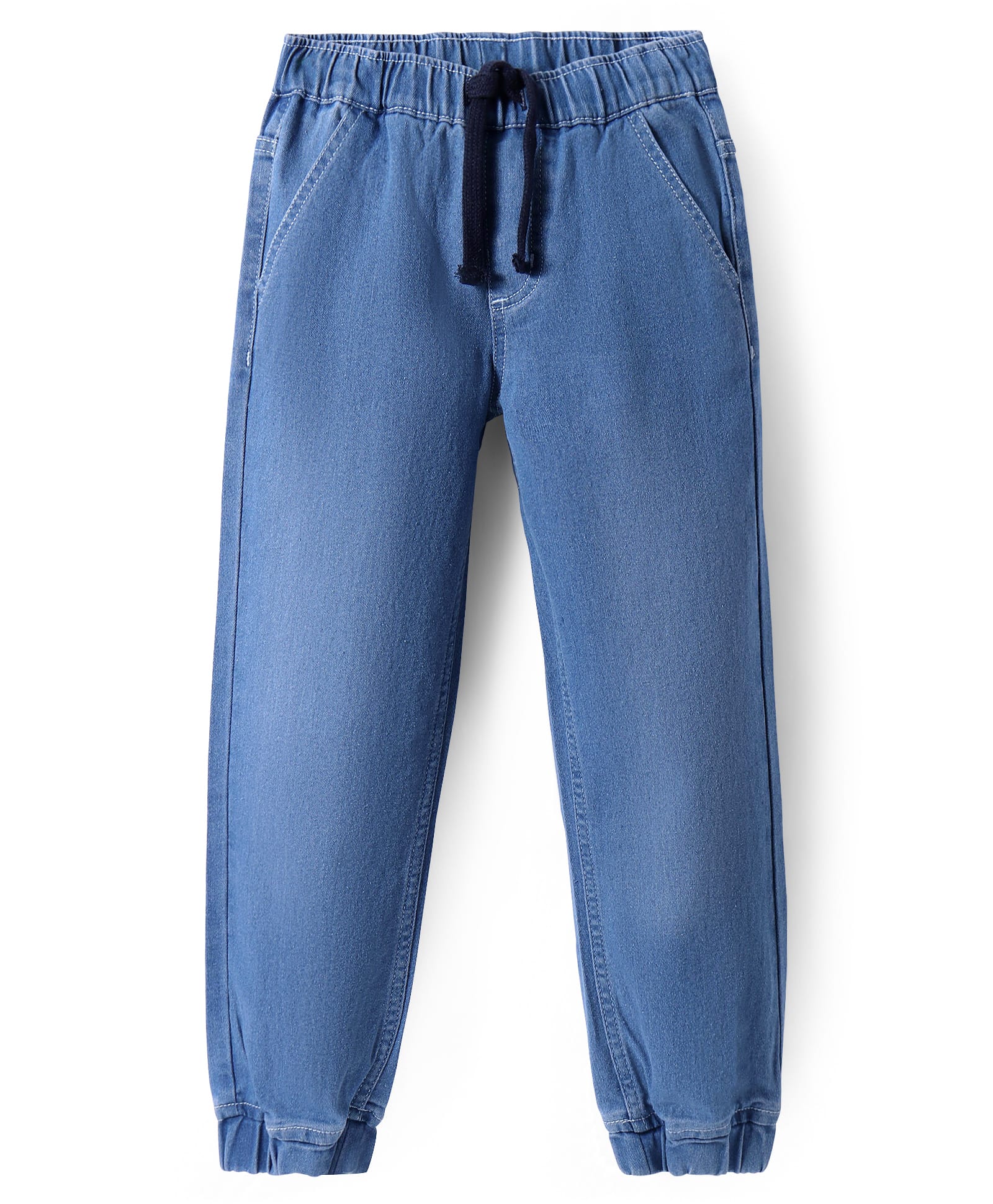 Pine Kids Woven Full Length Solid Washed Denim Jeans - Light Blue-picture-26