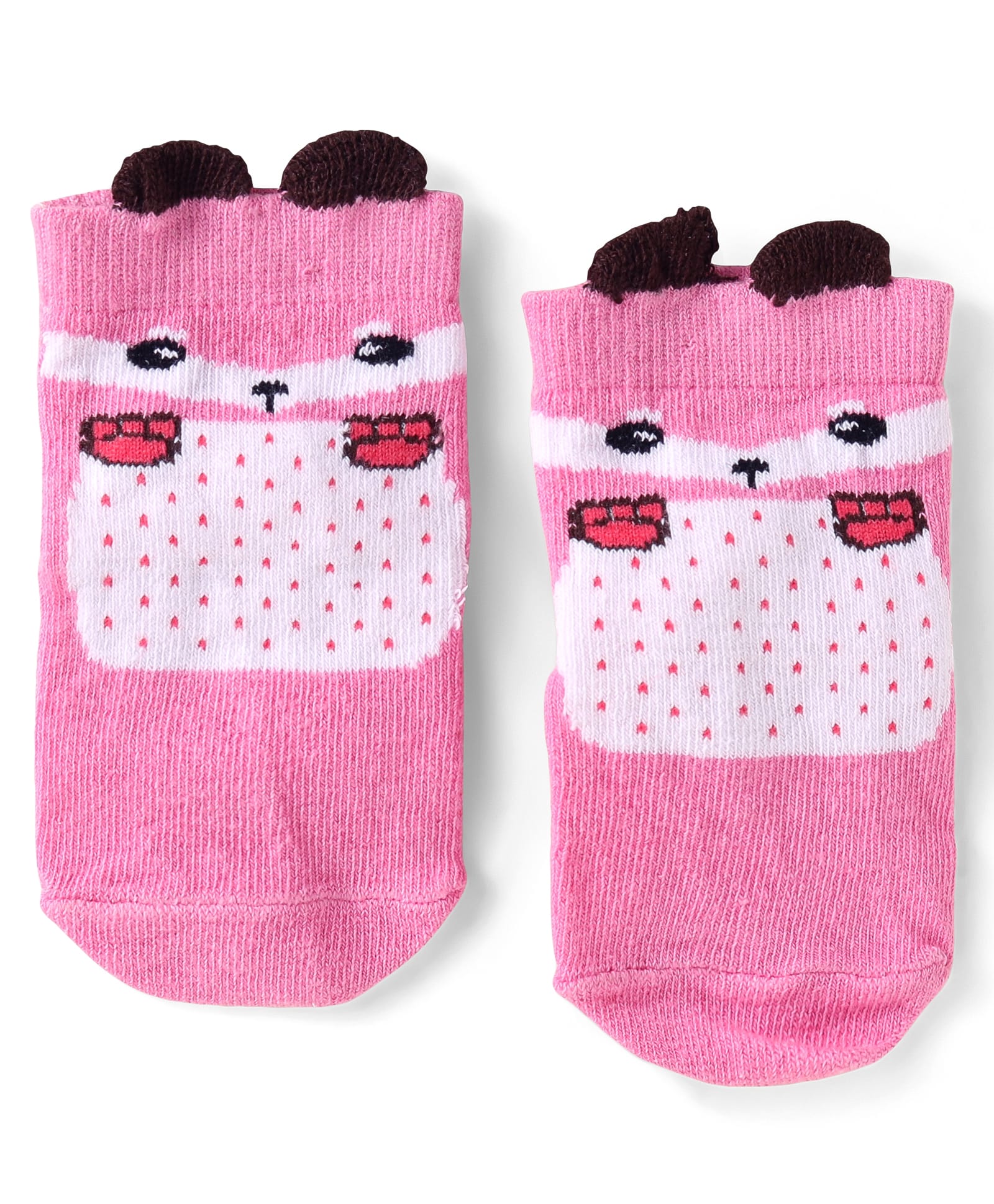 cute walk by babyhug Cutewalk by Babyhug Non Terry Knit Anti-Bacterial Ankle Length Anti-Skid Sock with Animal Applique - Pink-picture-31