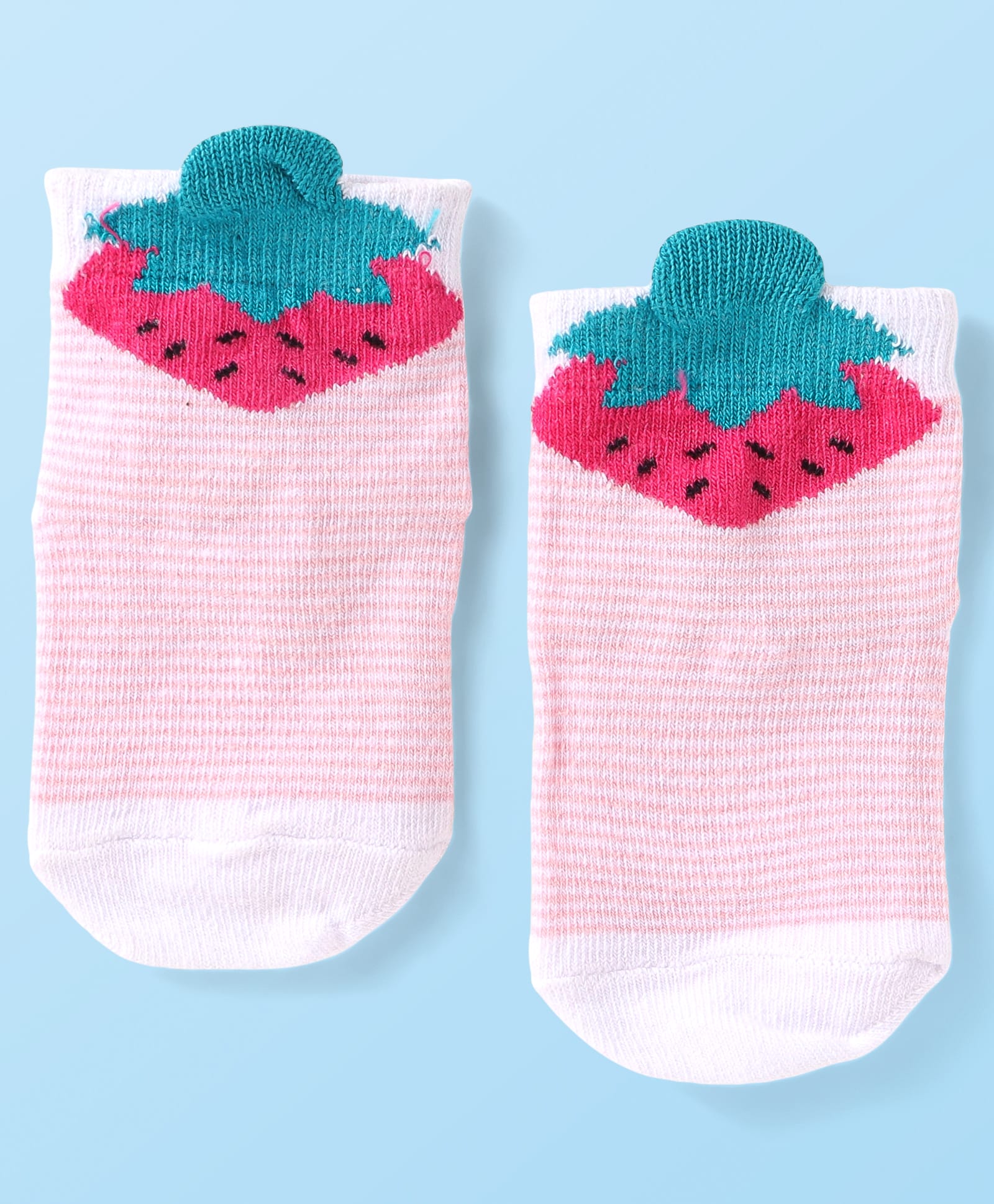 cute walk by babyhug Cutewalk by Babyhug Non Terry Knit Anti-Bacterial Ankle Length Anti-Skid Socks with Strawberry Applique - Baby Pink-picture-27