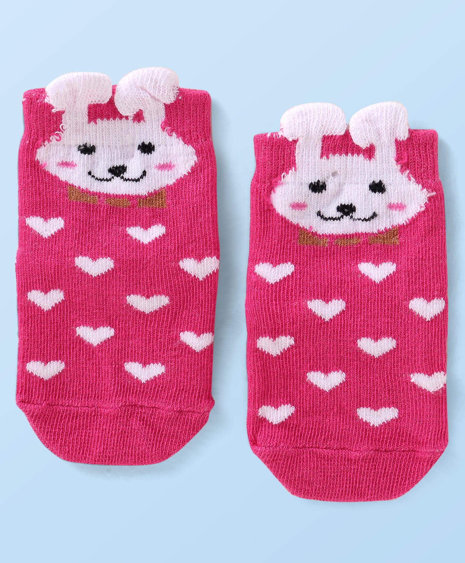 cute walk by babyhug Cutewalk by Babyhug Non Terry Knit Anti-Bacterial Ankle Length Anti-Skid Socks with Bunny Applique - Dark Pink-picture-39