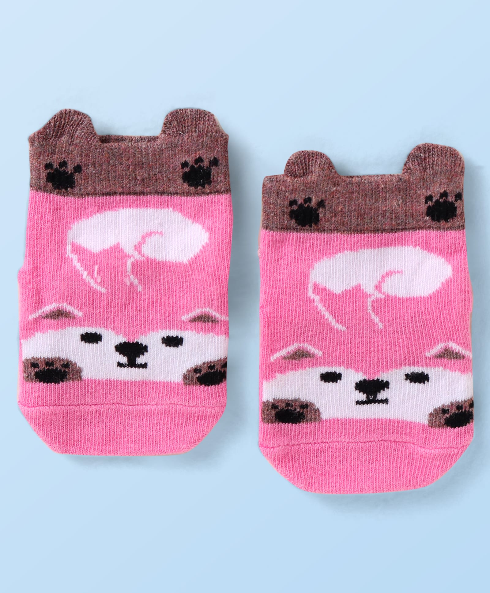 cute walk by babyhug Cutewalk by Babyhug Non Terry Knit Anti-Bacterial Ankle Length Anti-Skid Socks with Animal Applique - Dark Pink-picture-38