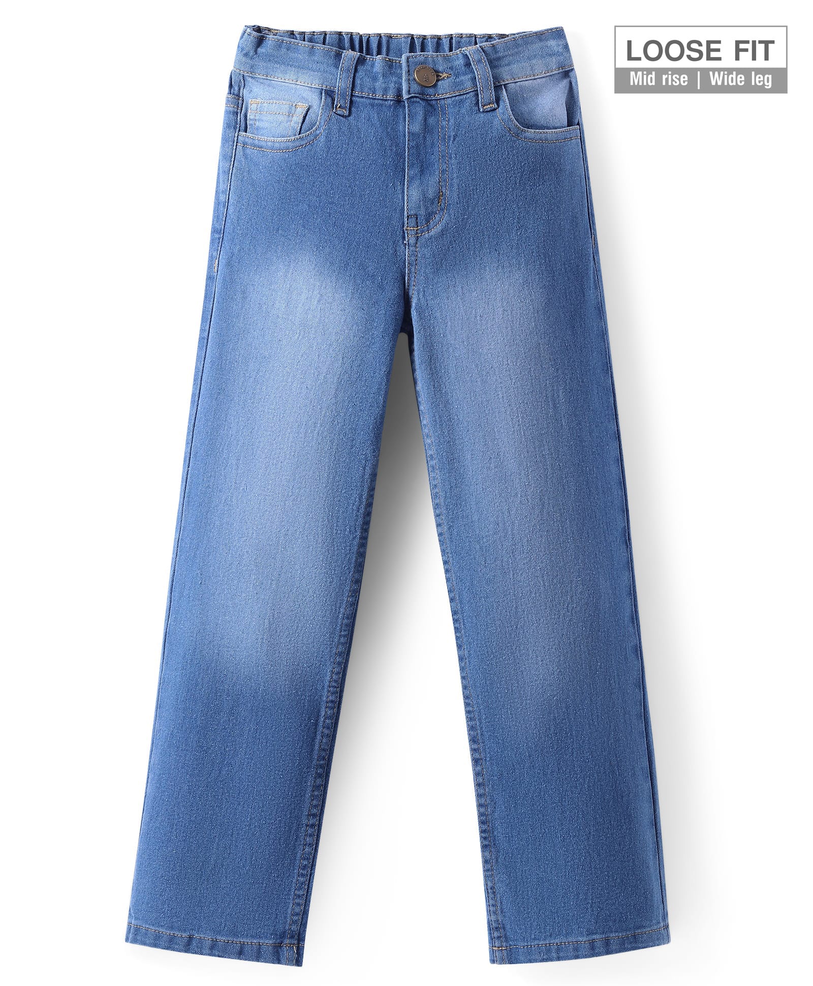 Pine Kids Woven Full Length Solid Washed Denim Jeans - Blue-image-40