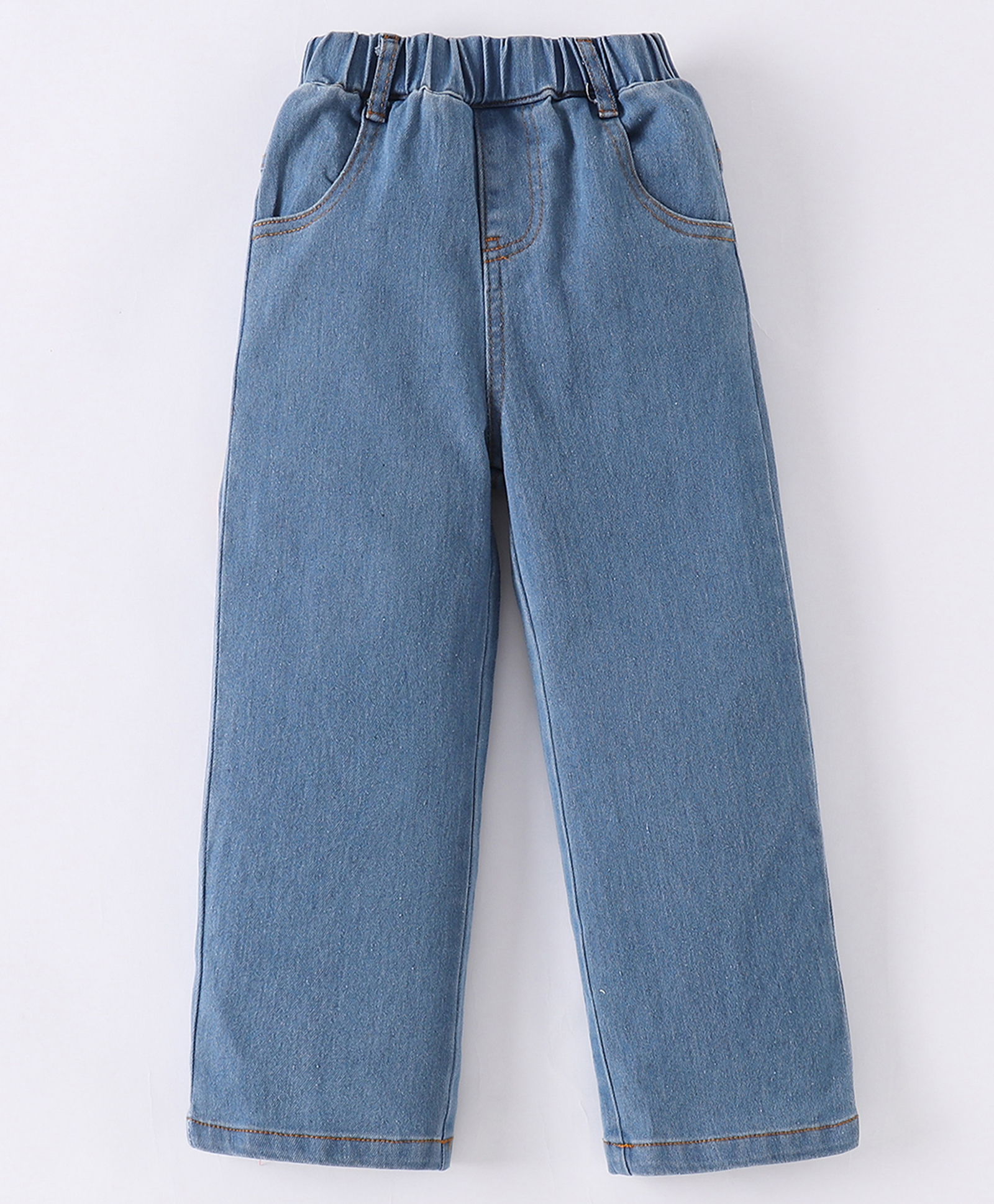 Mark & Mia Washed Cotton Jeans With Bunny Patch At Back - Blue-picture-14