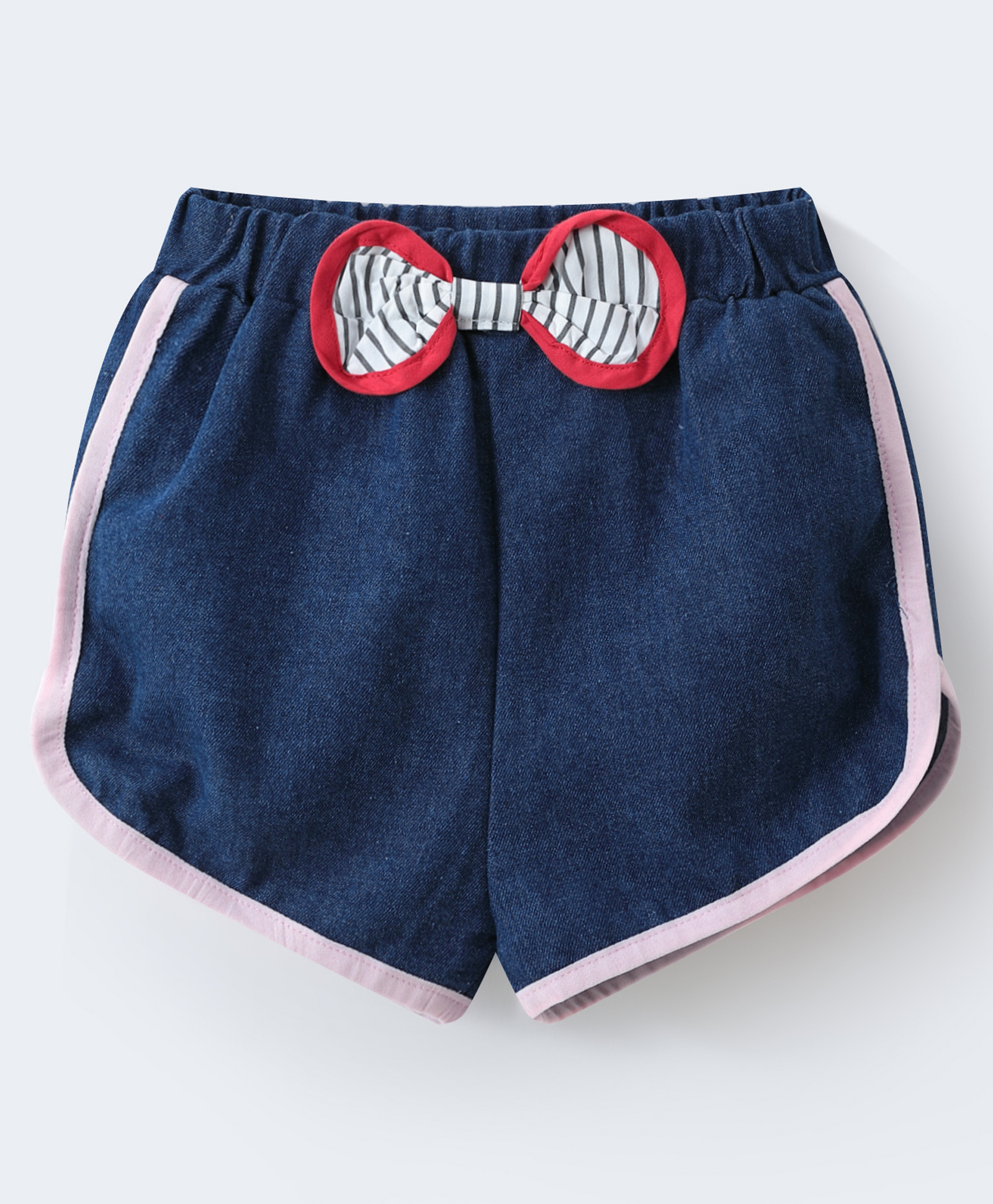Mark & Mia Solid Denim Shorts With Bow Applique - Navy Blue-picture-25