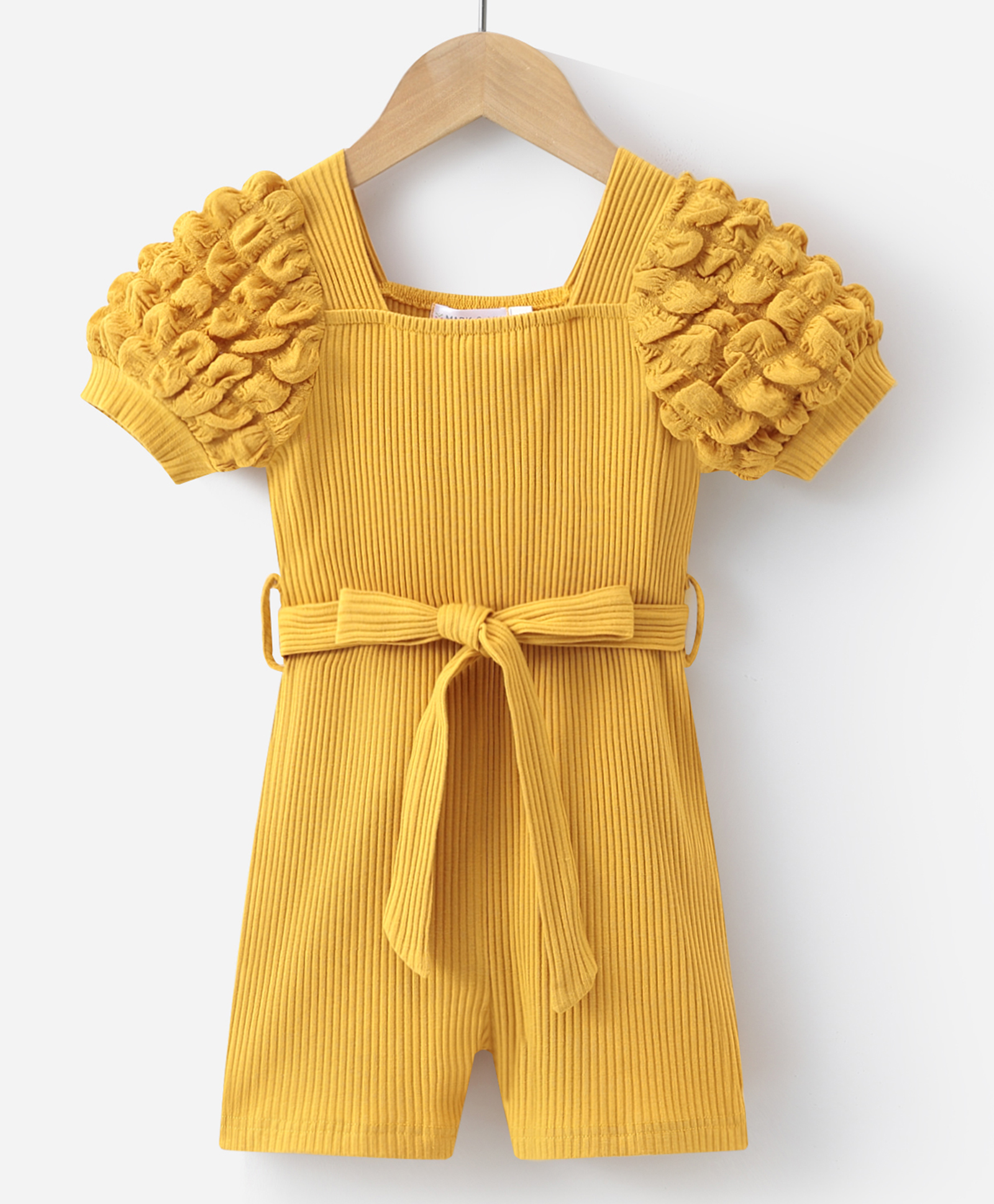 Mark & Mia Half Puffed Sleeves Jumpsuit - Yellow-image-42