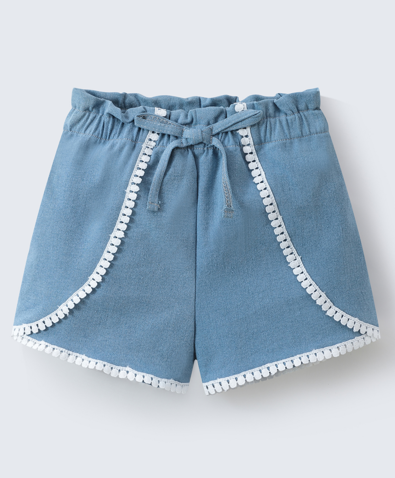 Mark & Mia Denim Shorts With Lace Detailing & Bow Applique - Blue-picture-26