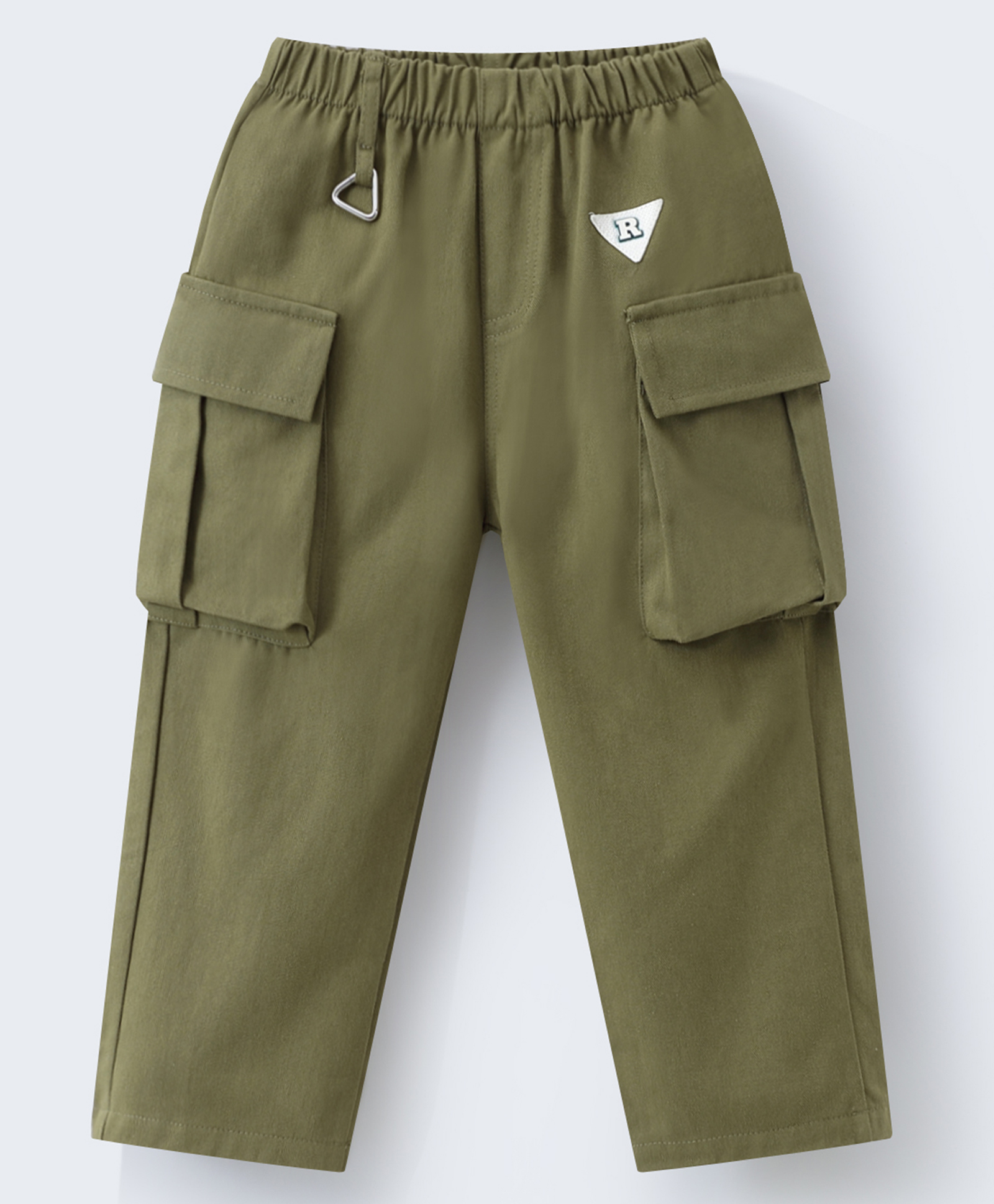 Mark & Mia Full Length Solid Cotton Trouser With Cargo Pockets - Olive Green-picture-24