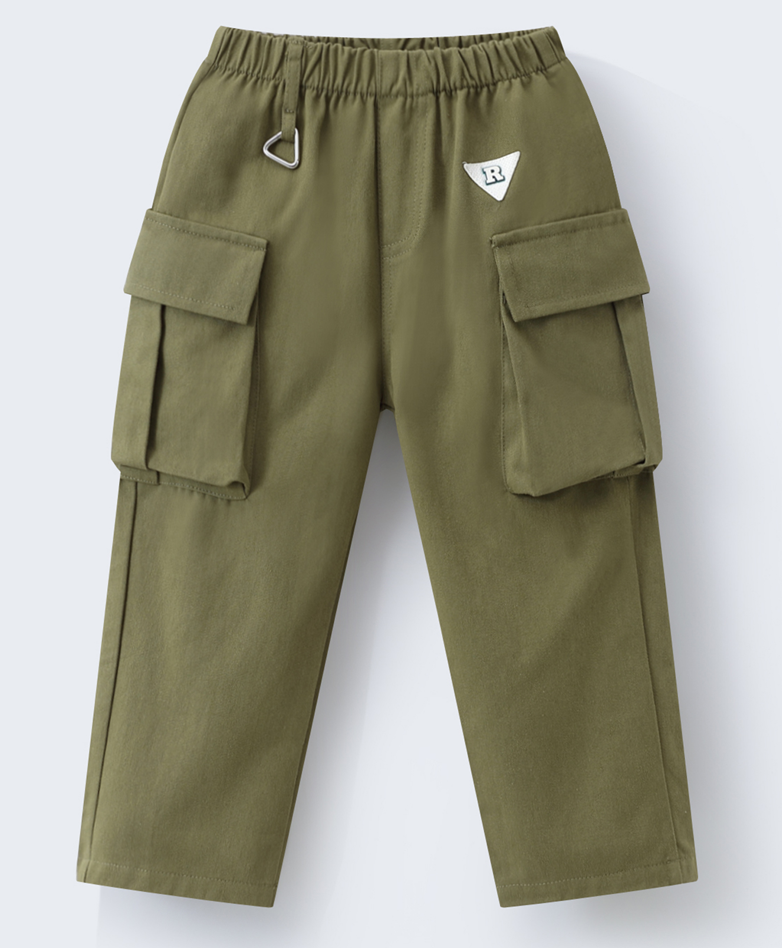 Mark & Mia Solid Cotton Trouser With Cargo Pockets - Olive Green-picture-25