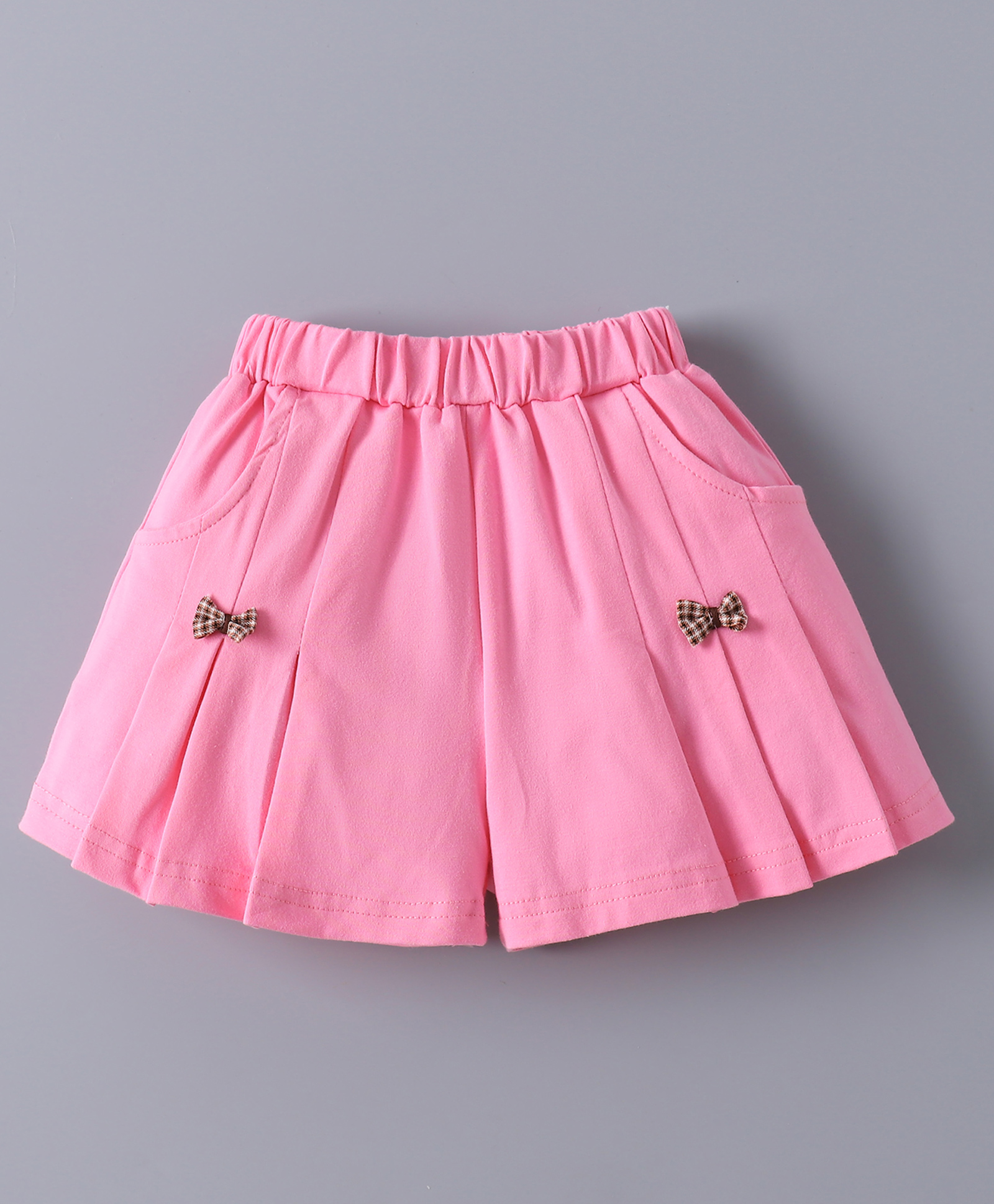 Mark & Mia Solid Cotton Shorts With Bow Applique - Pink-picture-11