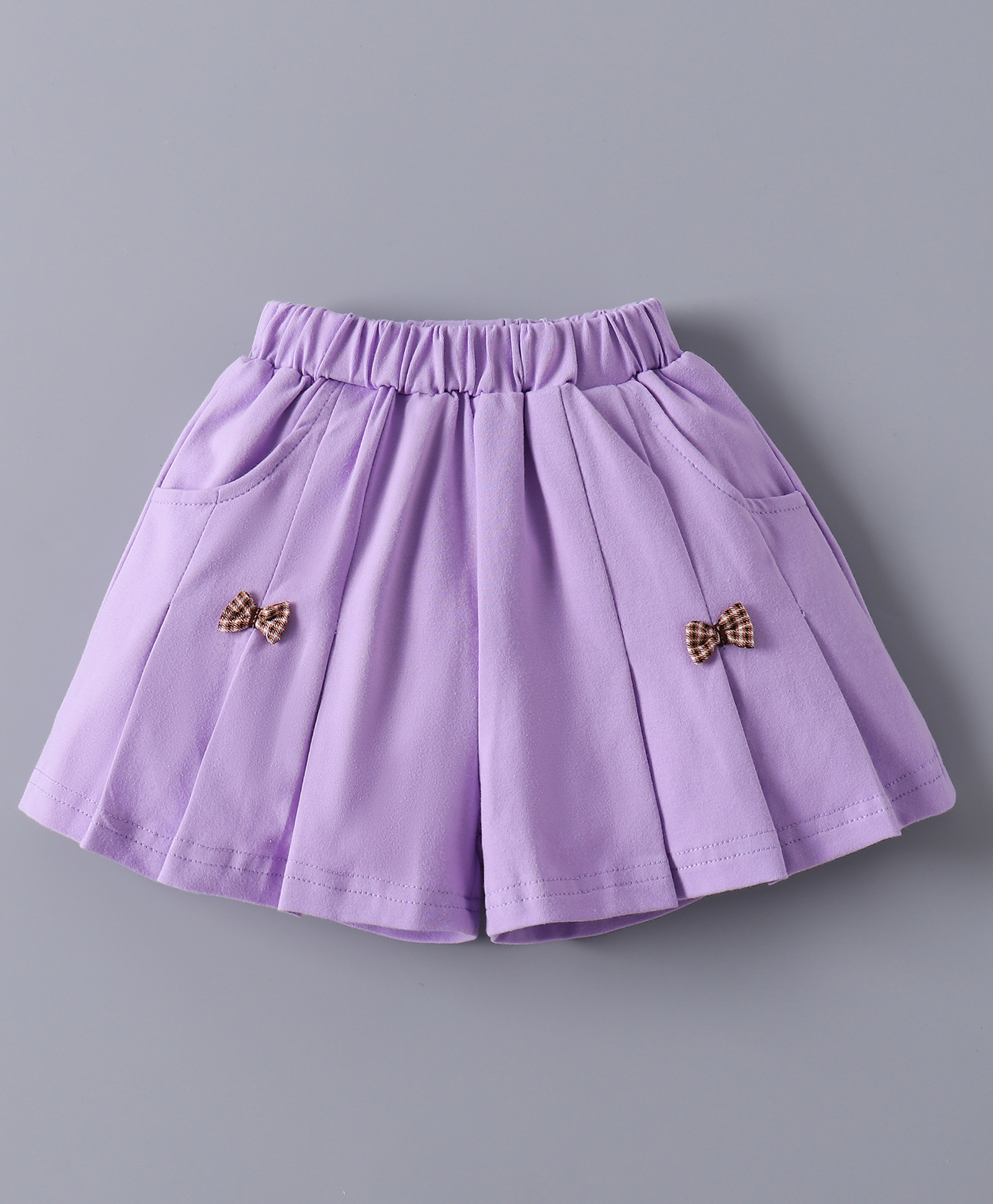 Mark & Mia Solid Cotton Shorts With Bow Applique - Purple-picture-22