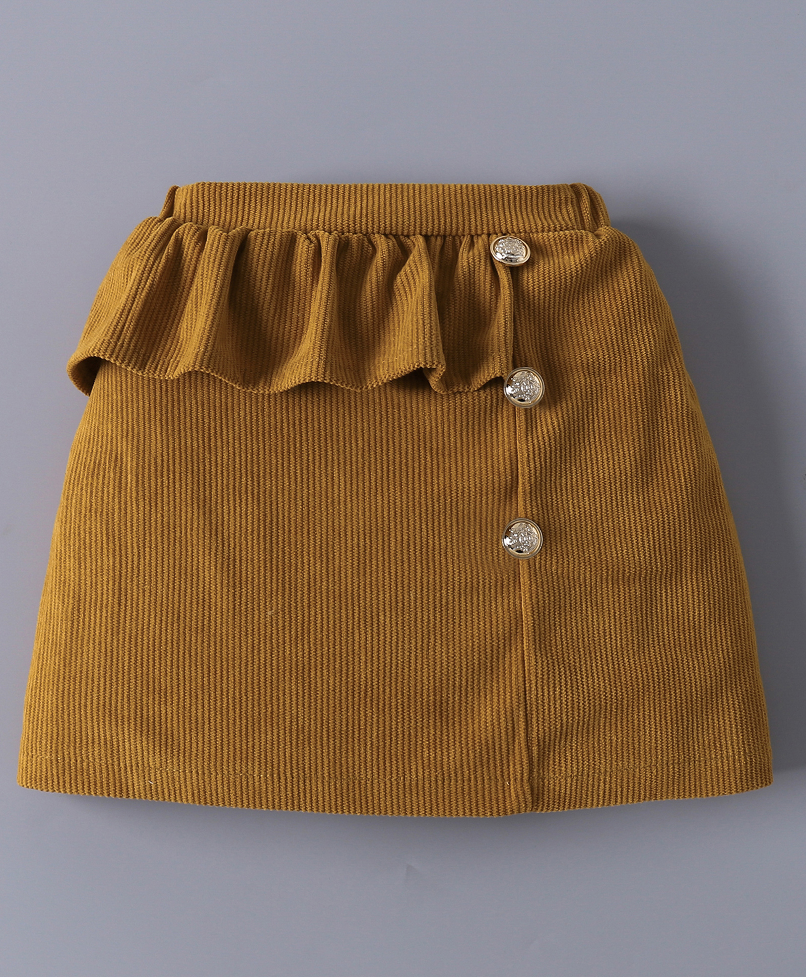 Mark & Mia A-LIne Solid Color Textured Skirt with Frill Detailing - Brown-image-30